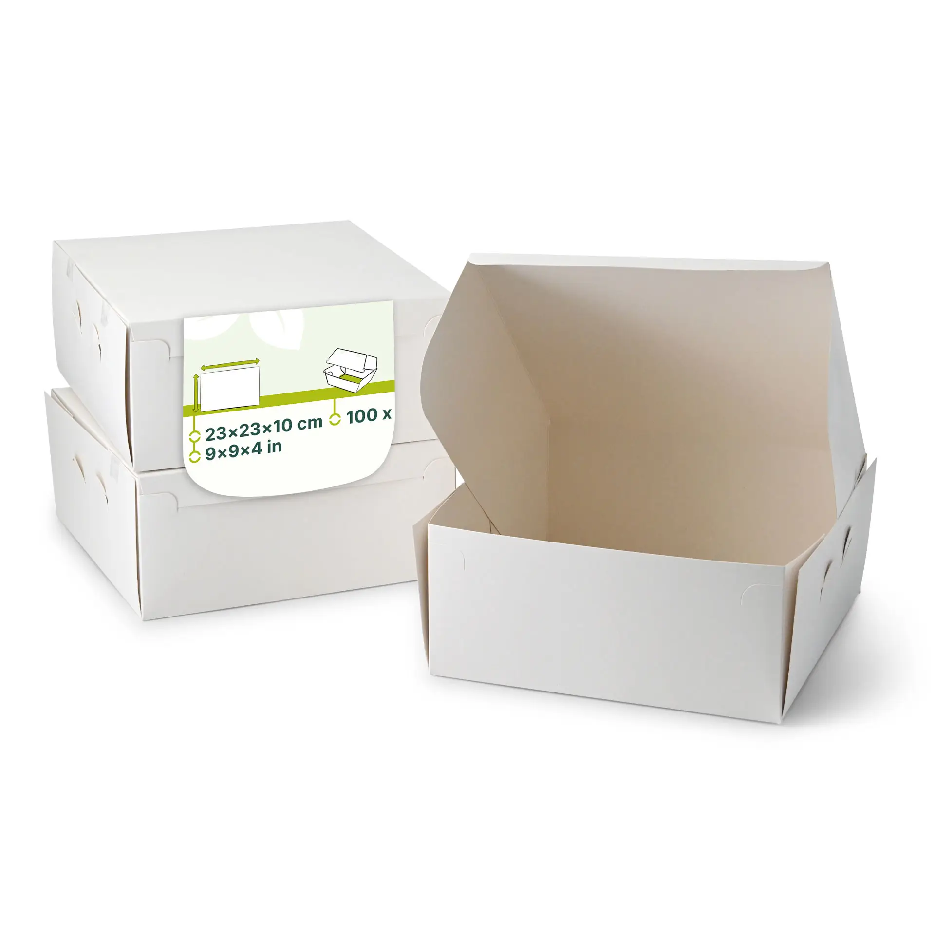 Tortenkarton M, 23 x 23 x 10 cm, weiß Tortenkarton M, 23 x 23 x 10 cm, weiß