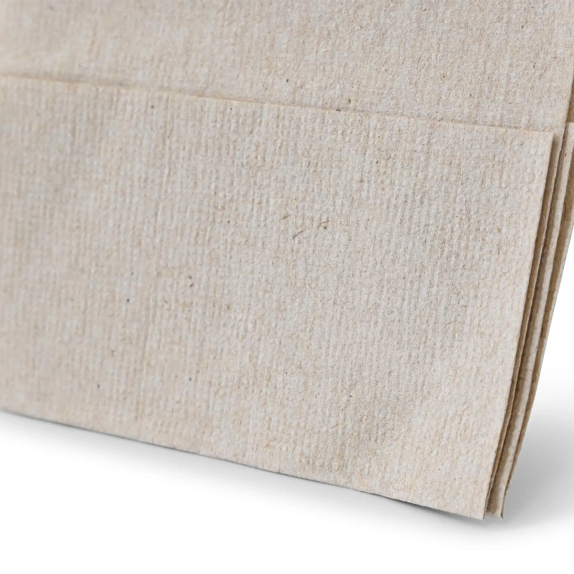 Image of unbleached rPaper ice cream napkins with a black recycling symbol and text indicating 100% recycled material.