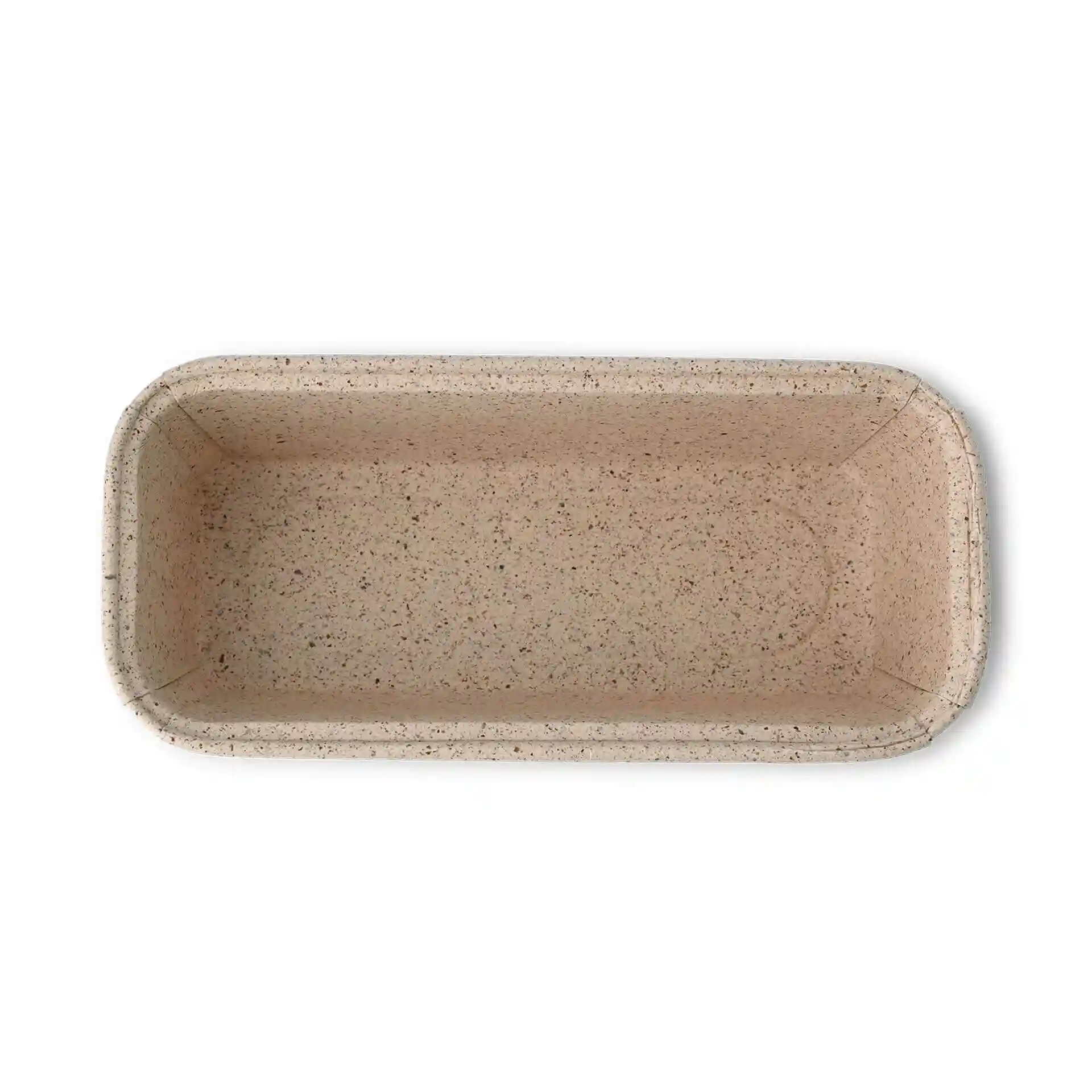 Rectangular baking mould made from brown cocoa paper, measuring 16 × 5.5 × 5 cm.