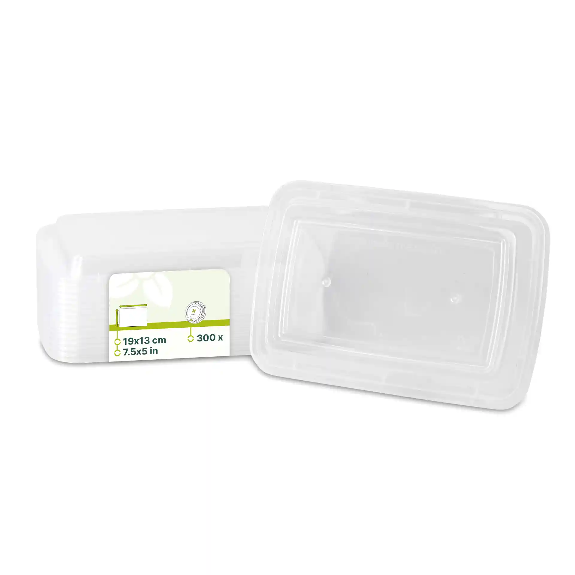 Transparent rectangular reusable lid made of polypropylene, dimensions 19x13 cm.