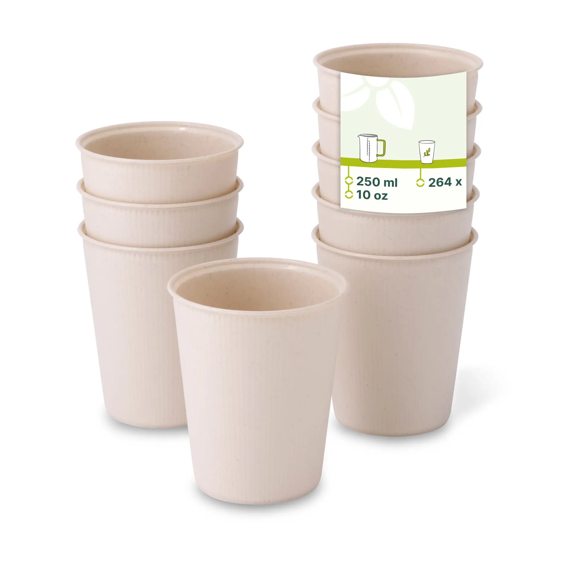 Mehrweg Riffelbecher 250 ml / 10 oz, Ø 80 mm, creme-weiß dhd04700-mehrweg-riffelbecher-250-ml-10-oz-80-mm-creme-weiss