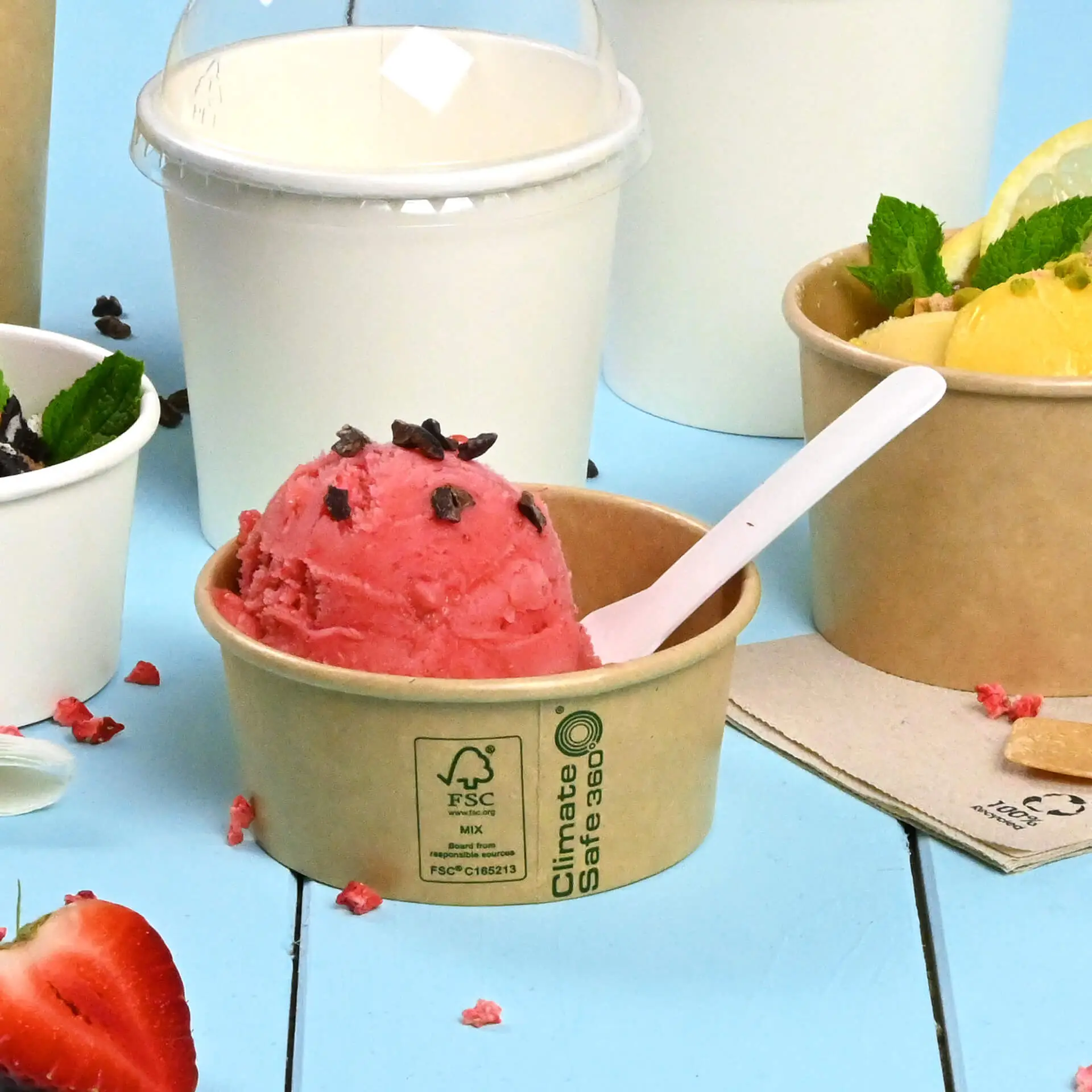 4 oz, max. 6 oz Paper cups ice cream XS (coated), Ø 92 mm, brown con30017-01-0-eisbecher-pappe-xs-beschichtet-100-ml-max-180-ml-92-mm-braun-6