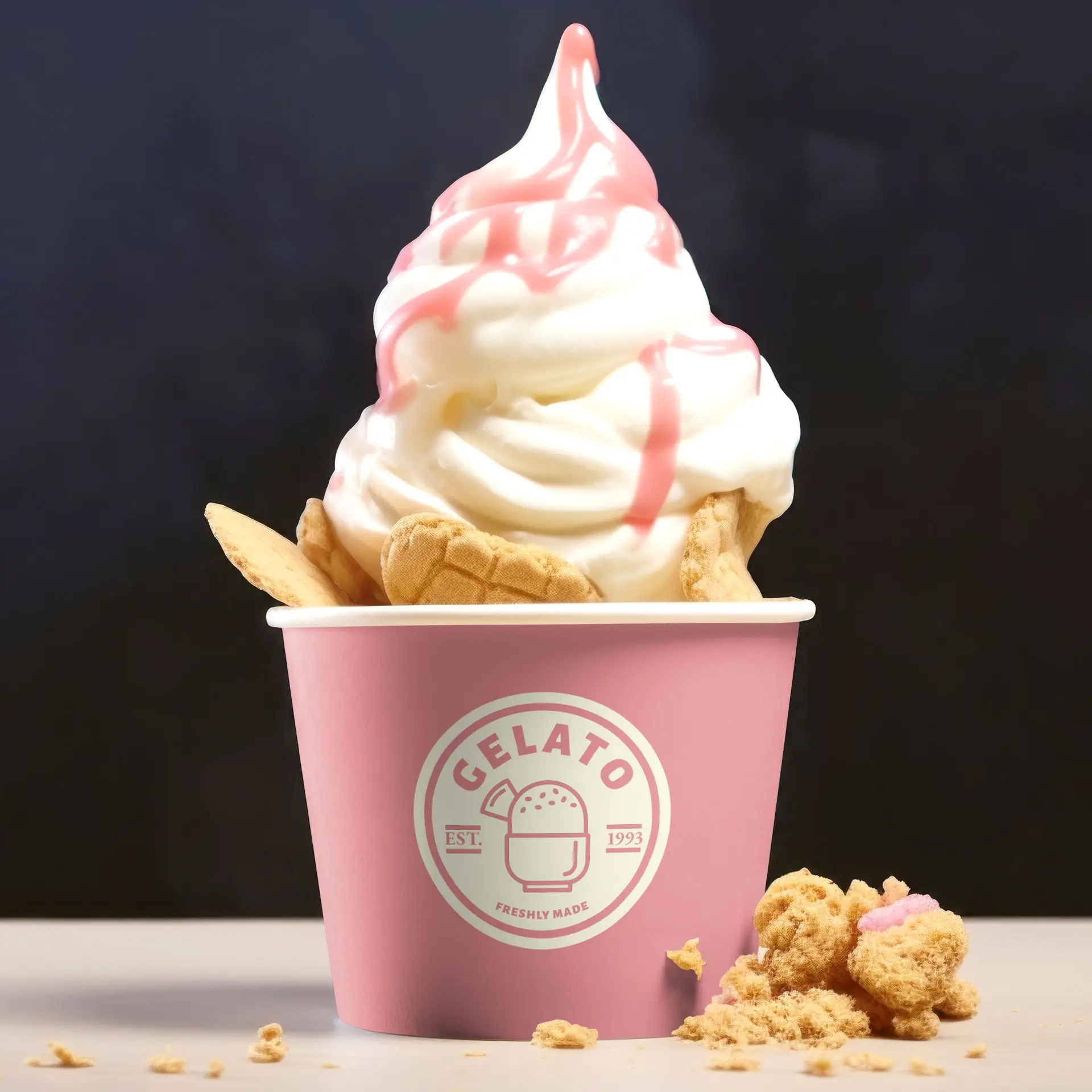 Custom printed ice cream cup, 75 ml / 3 oz, white, PE-coated