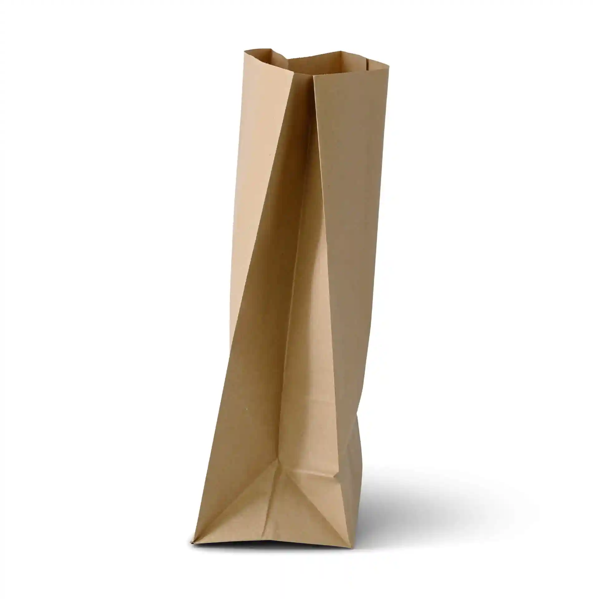 Braune rechteckige Papiertasche mit flachem Boden, 22 x 12 x 36 cm groß.