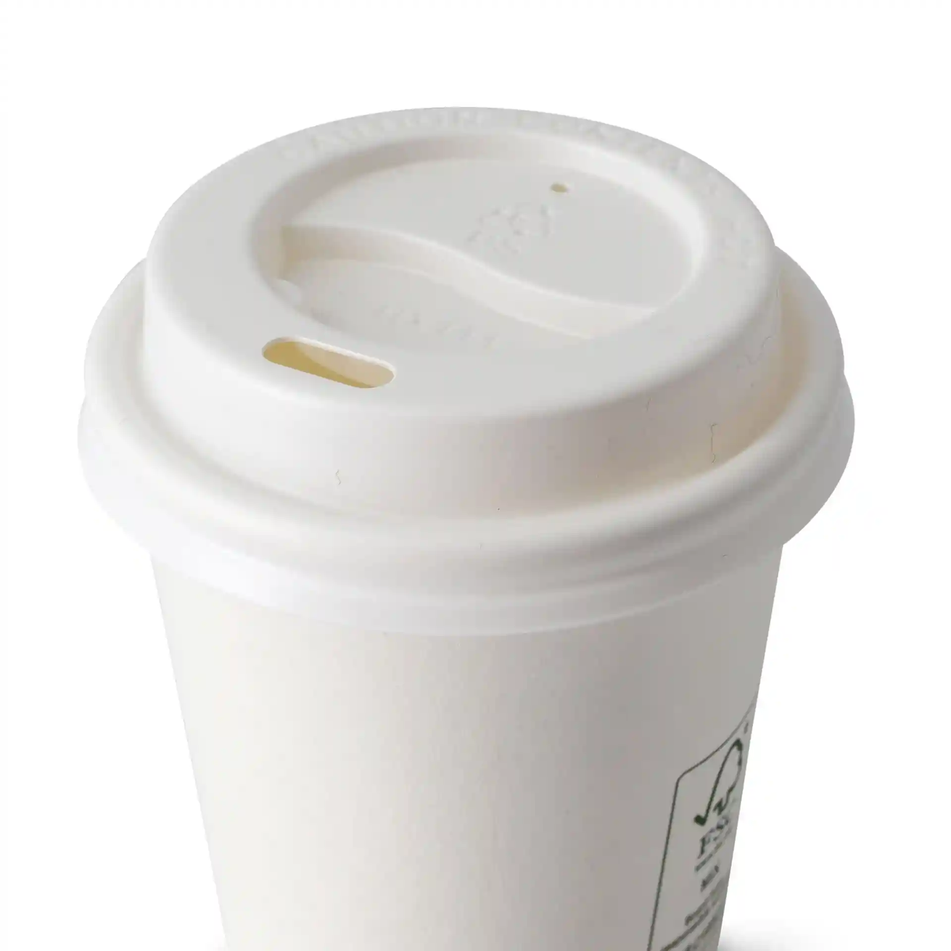 White PS lid with a drinking hole, designed for a cup with a diameter of 62 mm.