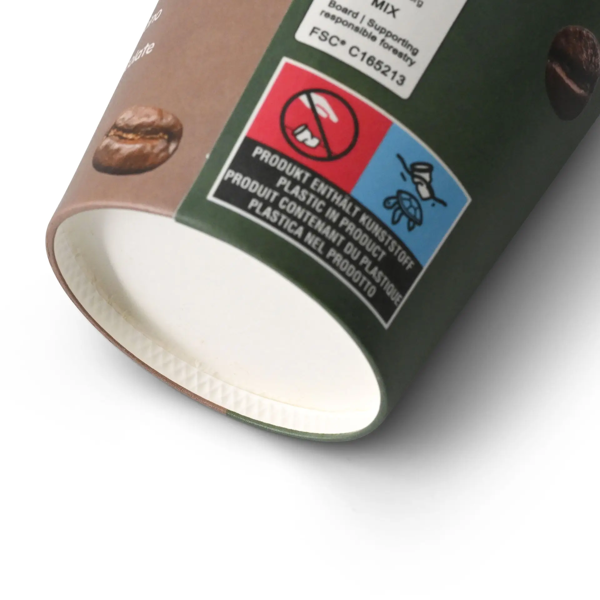 Pappbecher bedruckt "Kaffee" (beschichtet) 200 ml / 8 oz, Ø 80 mm, weiß