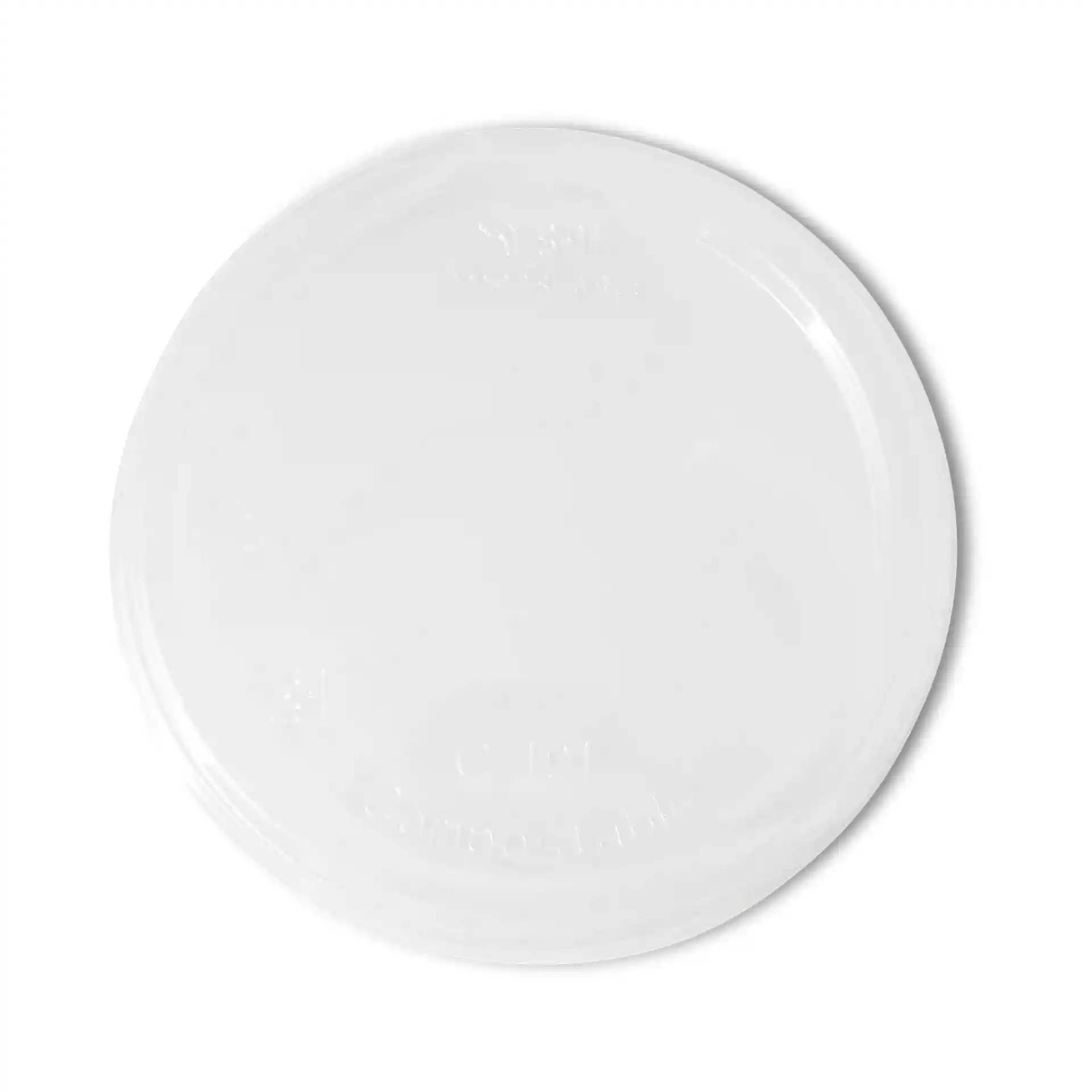 Transparenter runder Deckel für Becher, mit einem Durchmesser von 121 mm und einer Höhe von 16 mm.