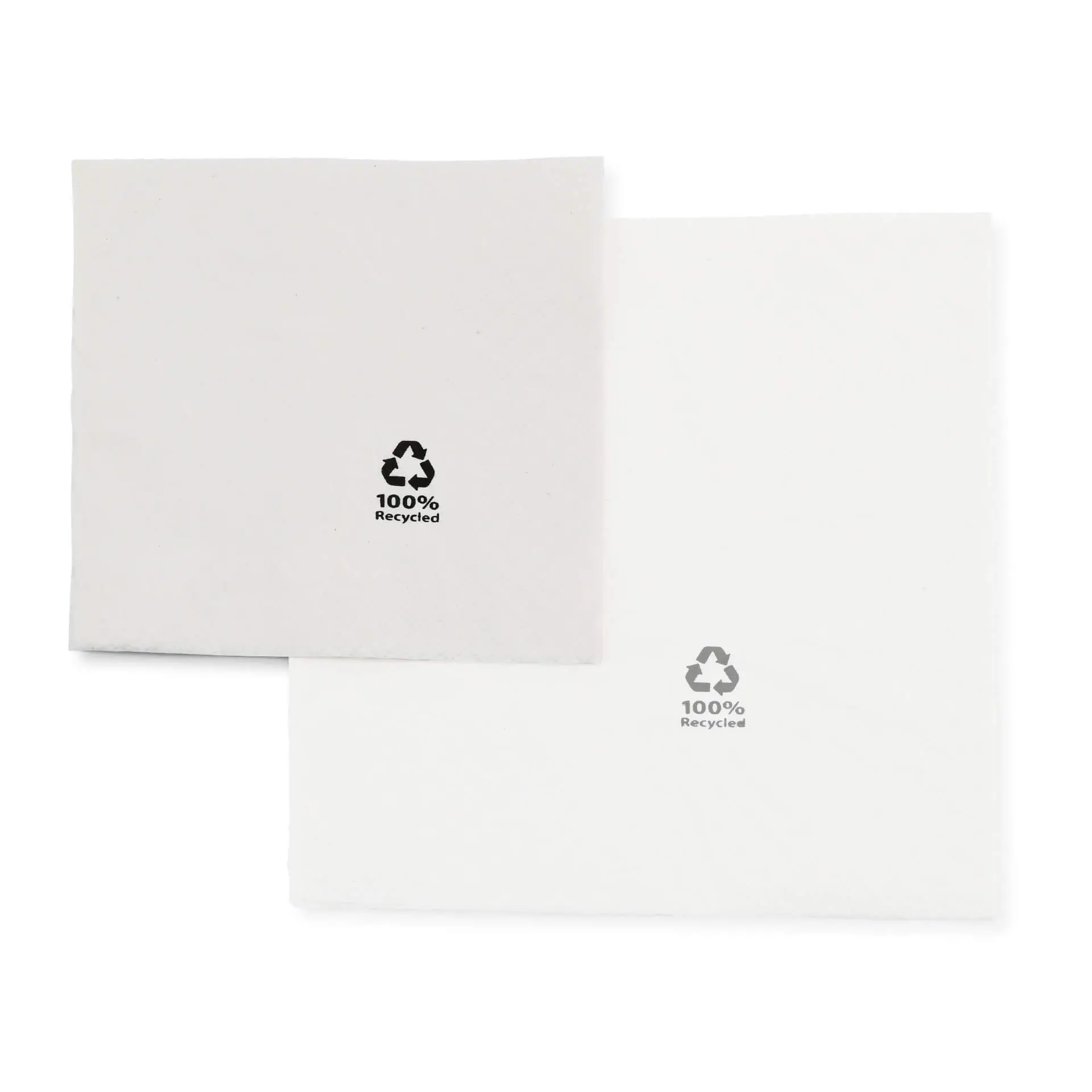 Cocktail-Servietten aus recyceltem Papier 24 x 24 cm, 2-lagig, ¼ Falz, weiß