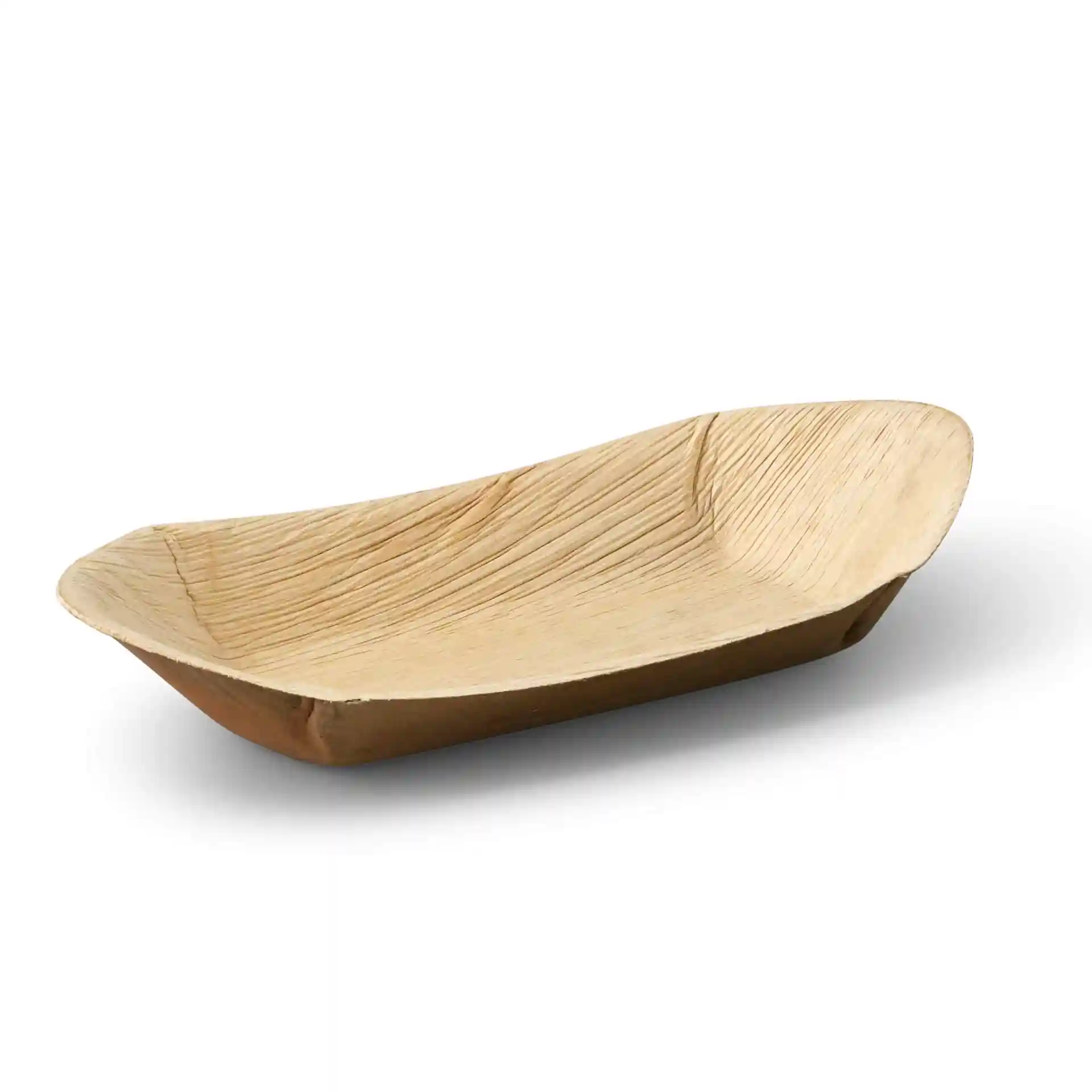 Tiefe Palmblattboot mit einer Maserung, 30 cm lang und 14,5 cm breit.