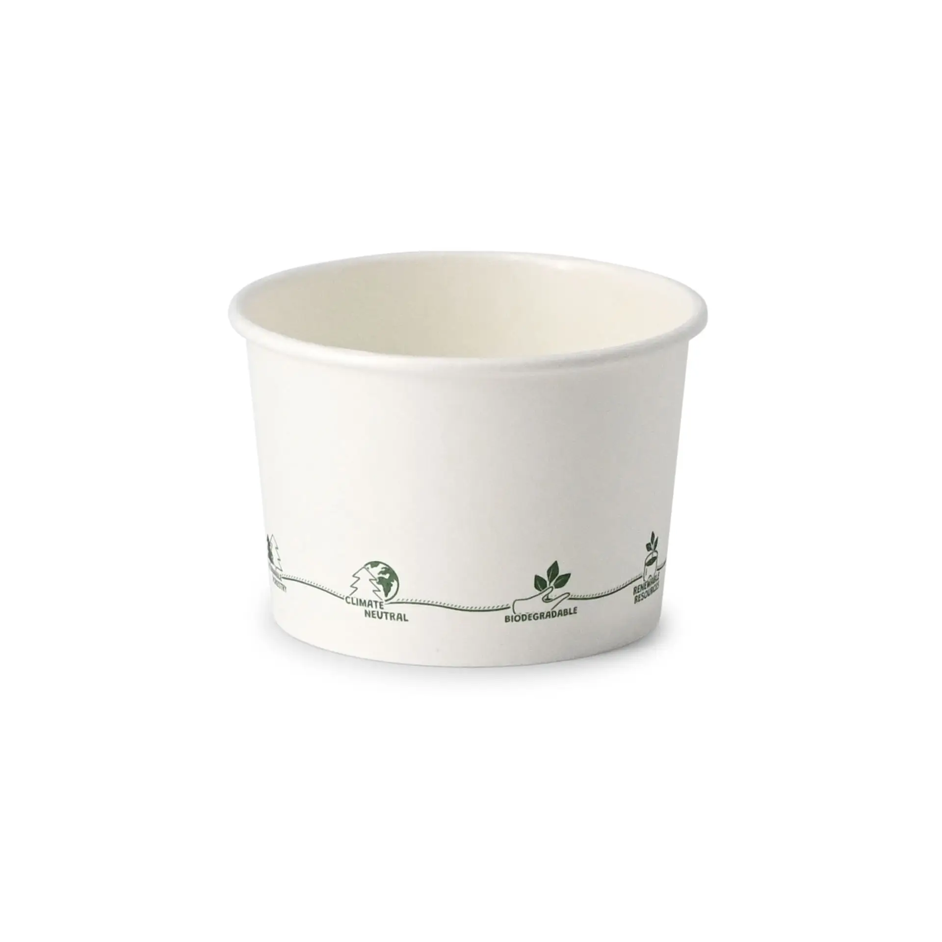 8 oz Cardboard Soup Cup (eco-friendly coating), Ø 90 mm, "EcoUp©"-Icons