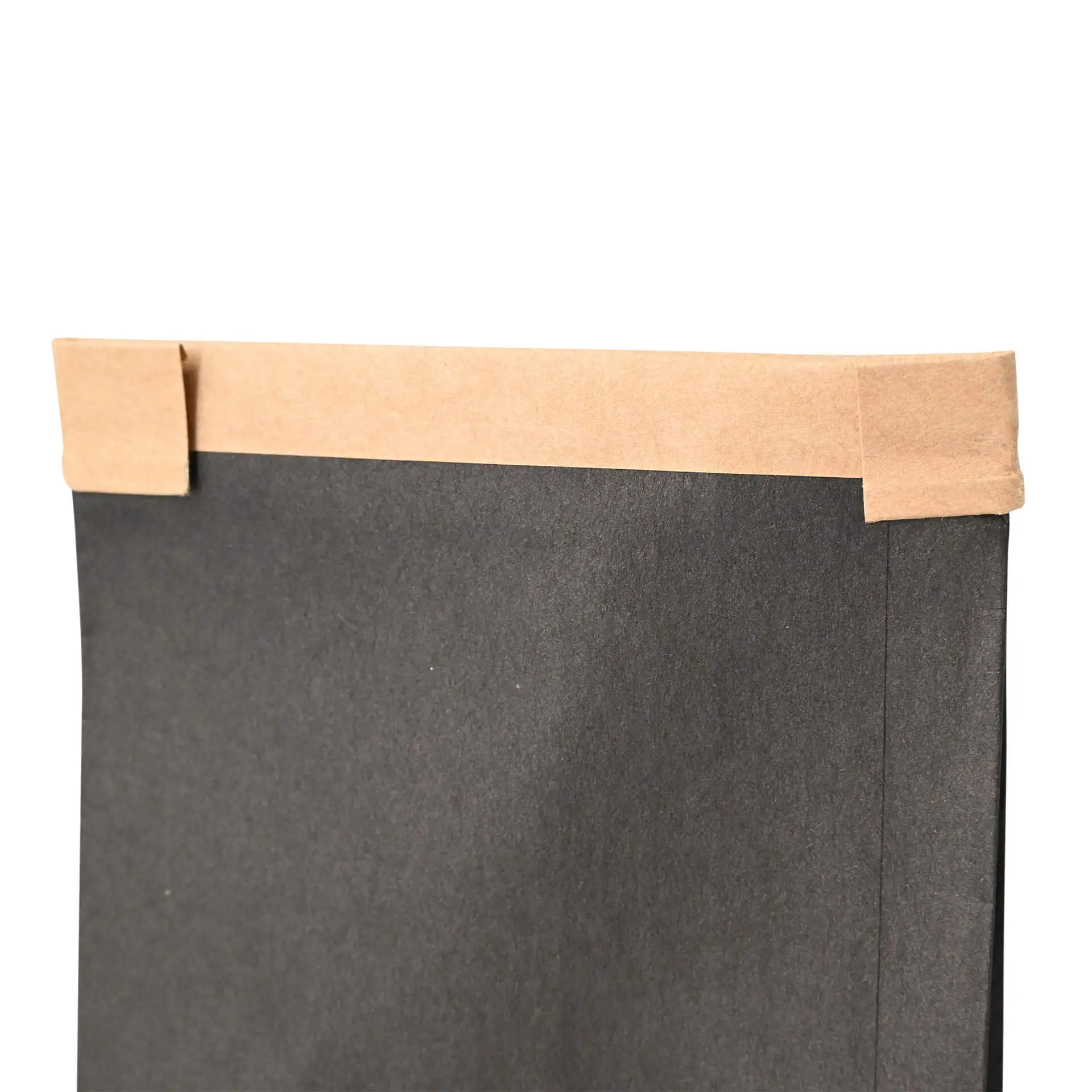 Blockbeutel m. Fenster S, 9 x 4,5 x 26 cm, PP-Folie, schwarz, Clipband, Kraftpapier