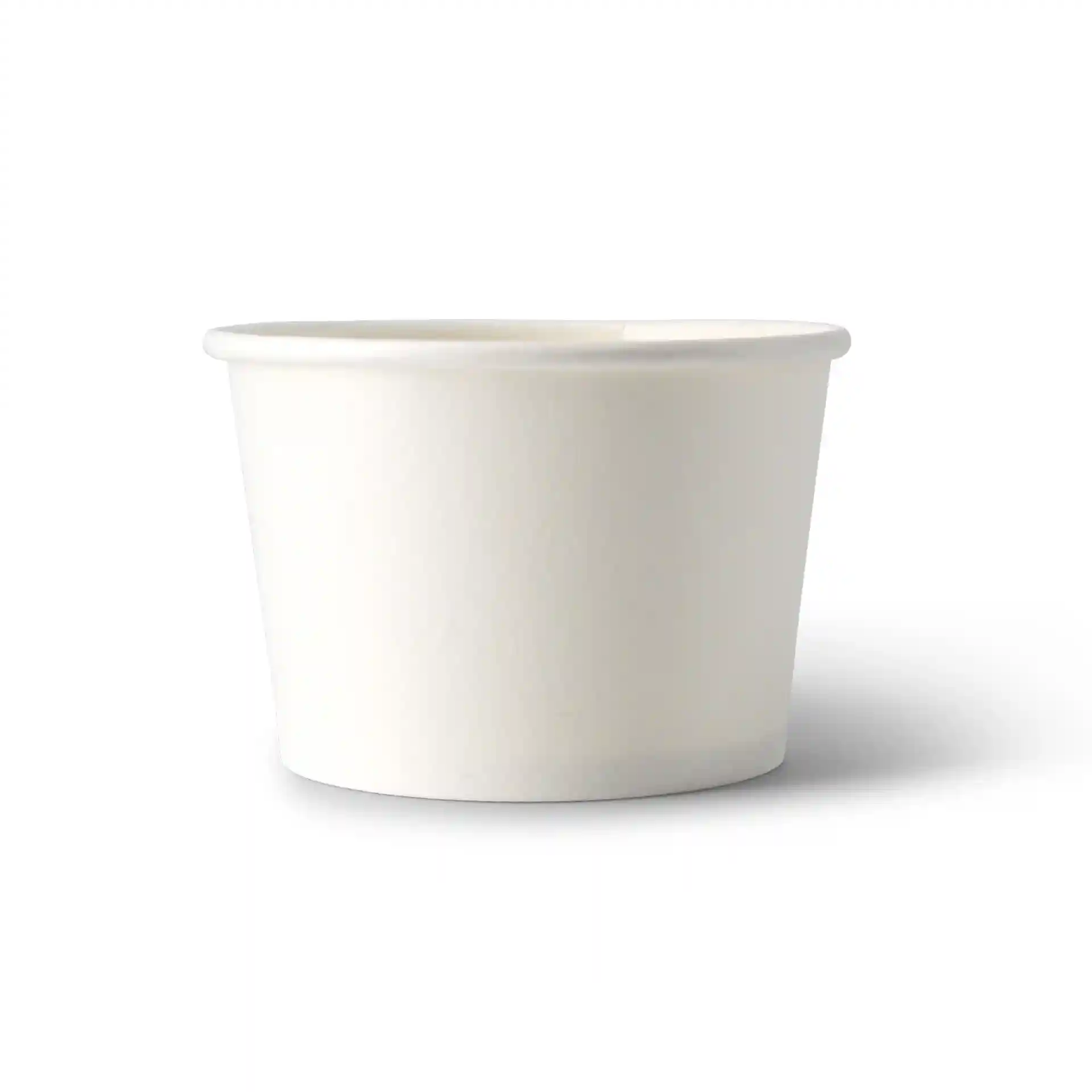 White cardboard ice cream cup with a diameter of 76 mm and a height of 50 mm.