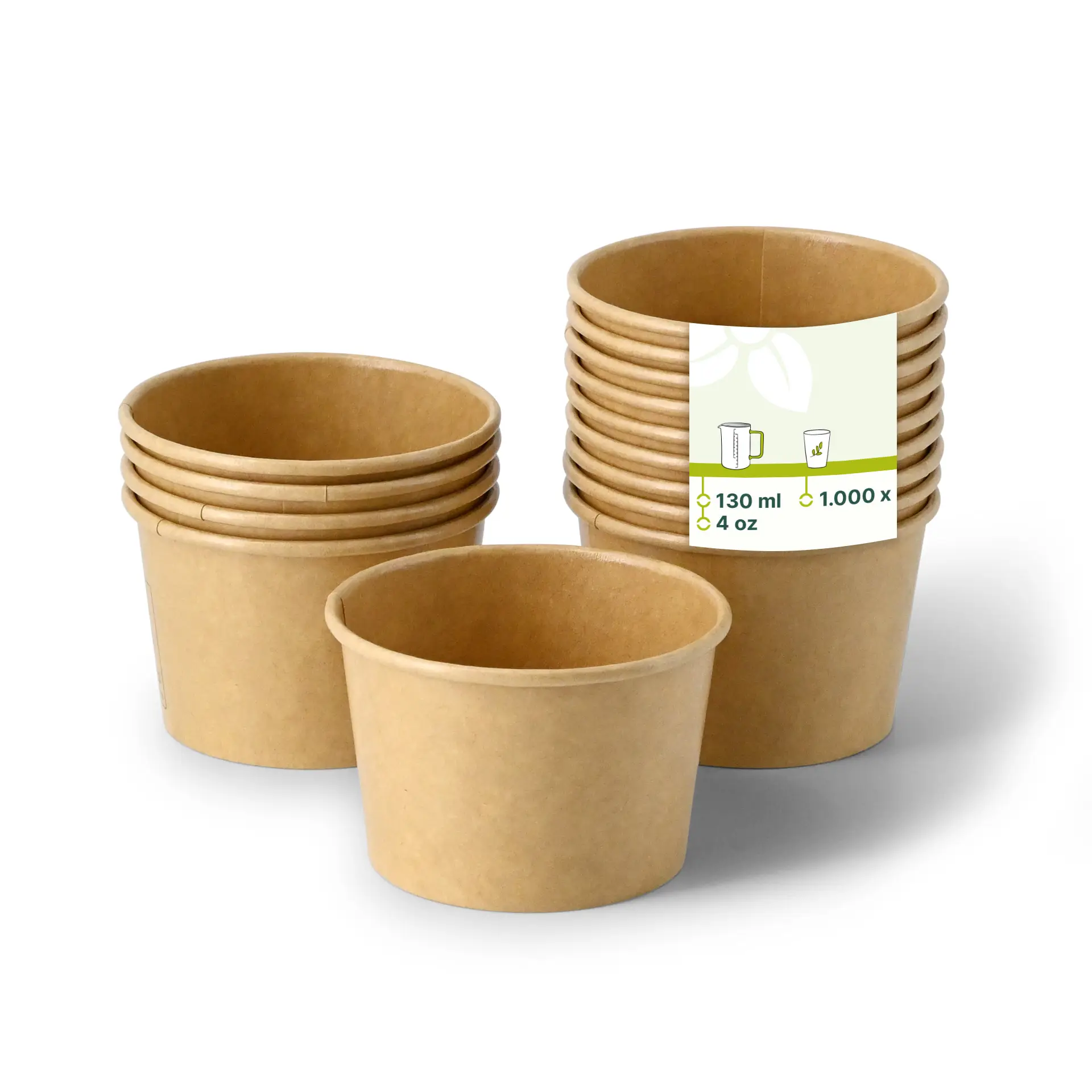 Eisbecher aus Pappe XXS, 75 ml, max. 130 ml, Ø 76 mm, braun