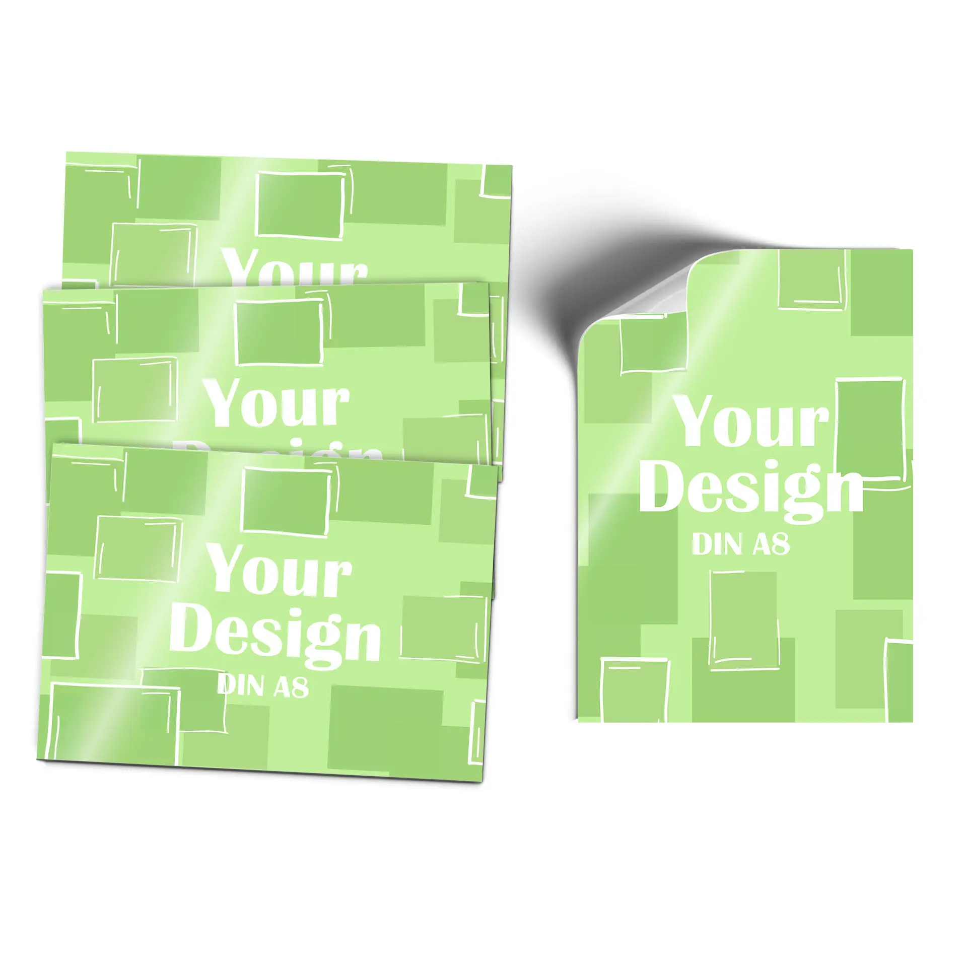 Etikettenrolle bedruckt, 70g Haftpapier weiß glänzend, rechteckig DIN A8