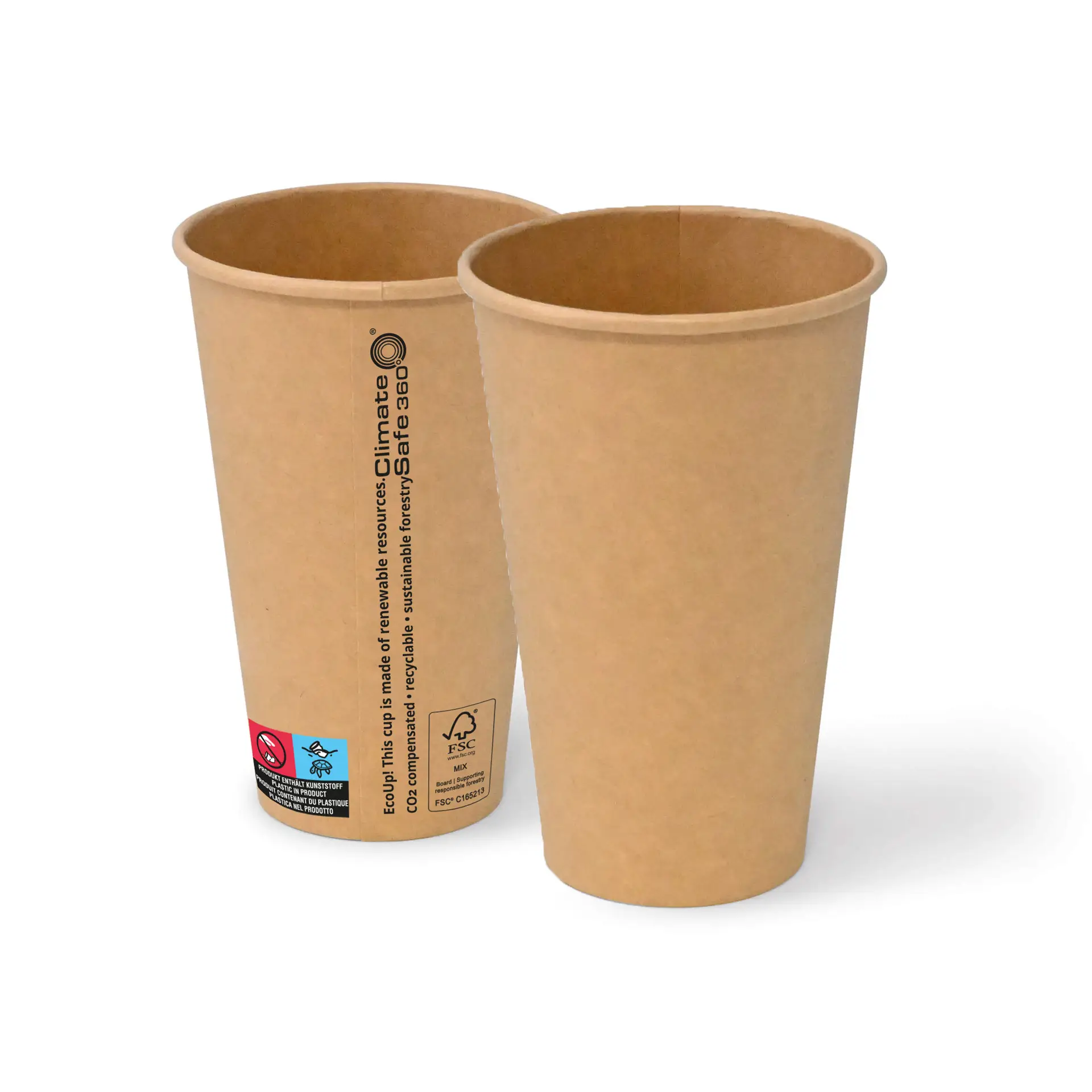 Pappbecher (beschichtet) 400 ml / 16 oz, Ø 90 mm, braun Pappbecher (beschichtet) 400 ml / 16 oz, Ø 90 mm, braun