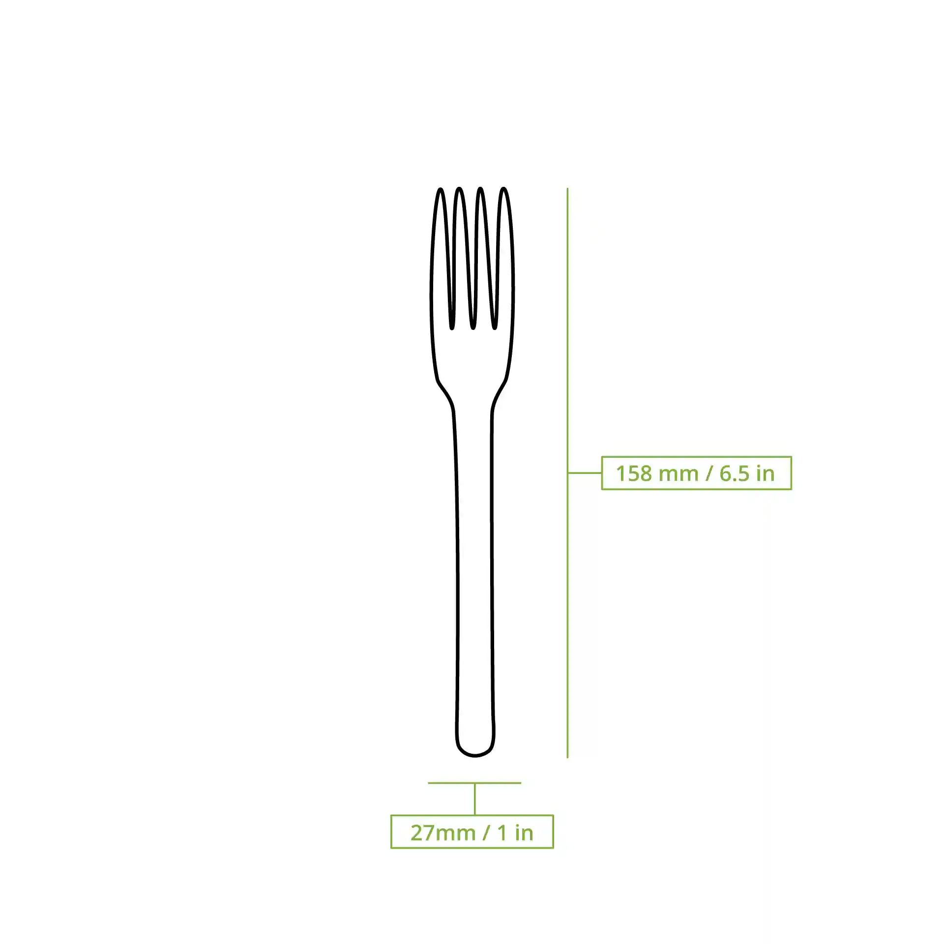 Schematische Zeichnung einer Holzgabel mit Abmessungen von 160 mm Länge und 27 mm Breite.