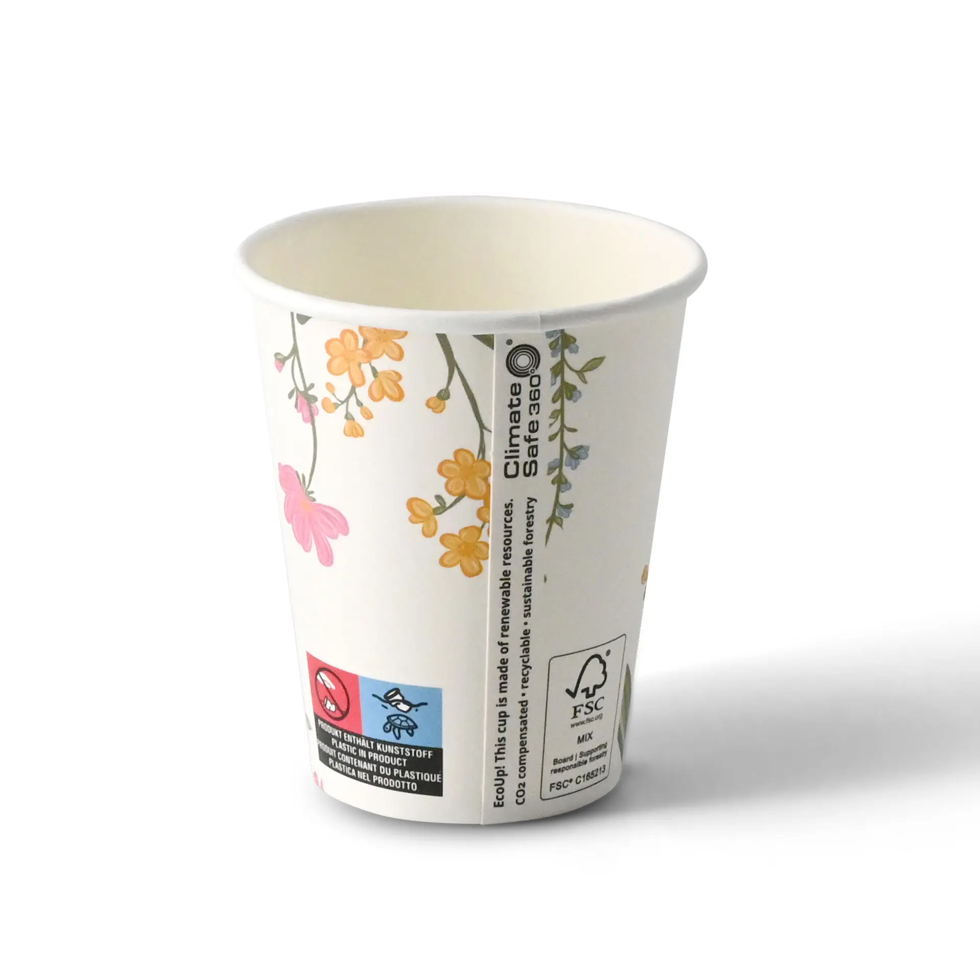 8 oz Paper cup printed with "Spring" (coated), Ø 80 mm, white