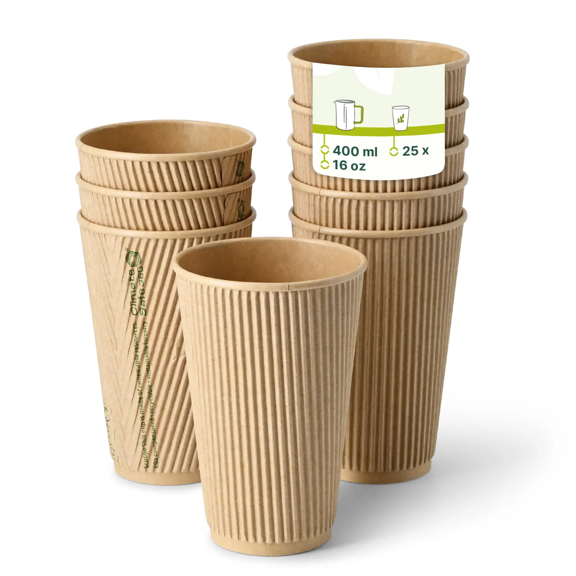 16 oz Takeaway coffee cups / Ripple cups, Ø 90 mm, kraft