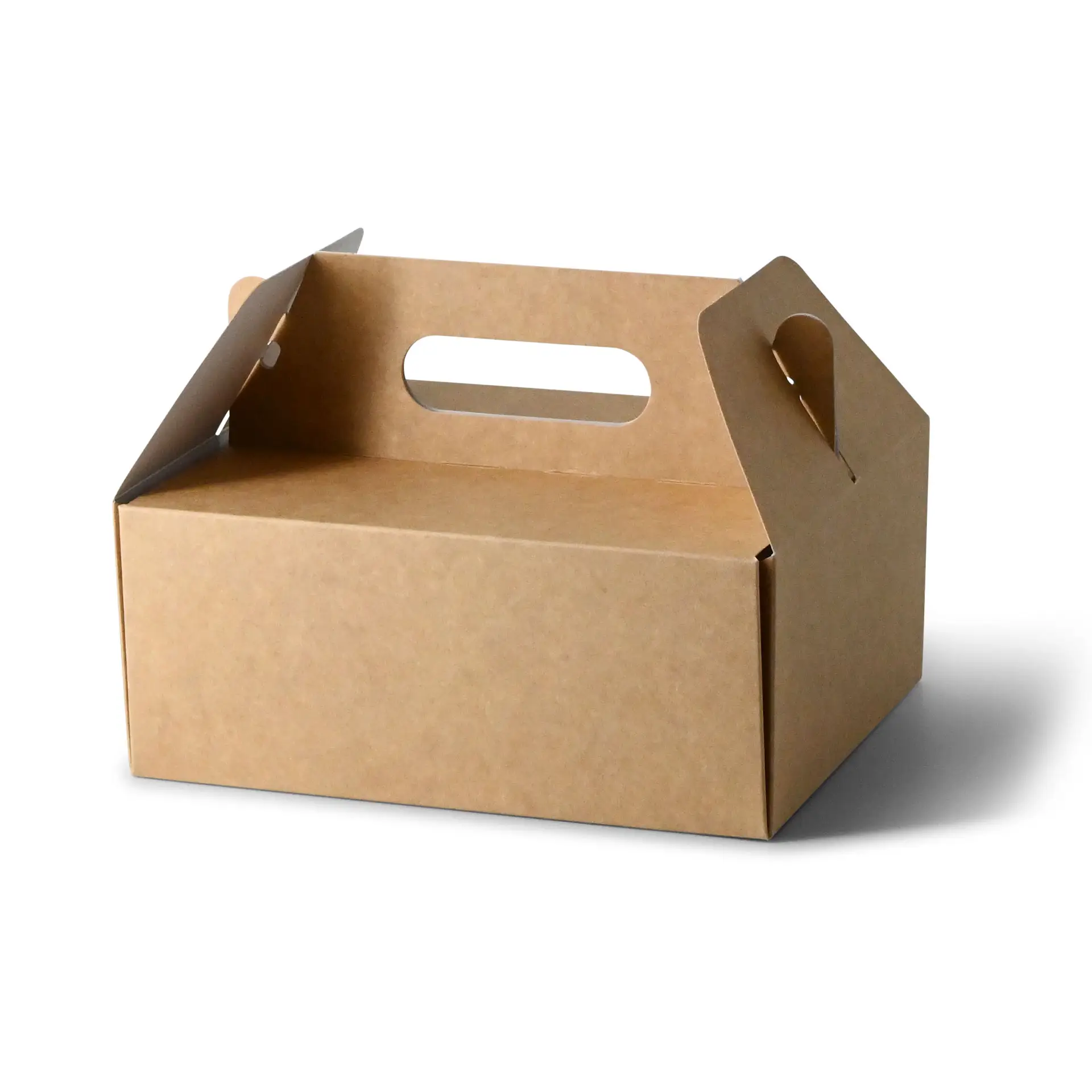 Kuchenbox aus Pappe mit Griff M, 21 x 16 x 9 cm, braun, faltbar