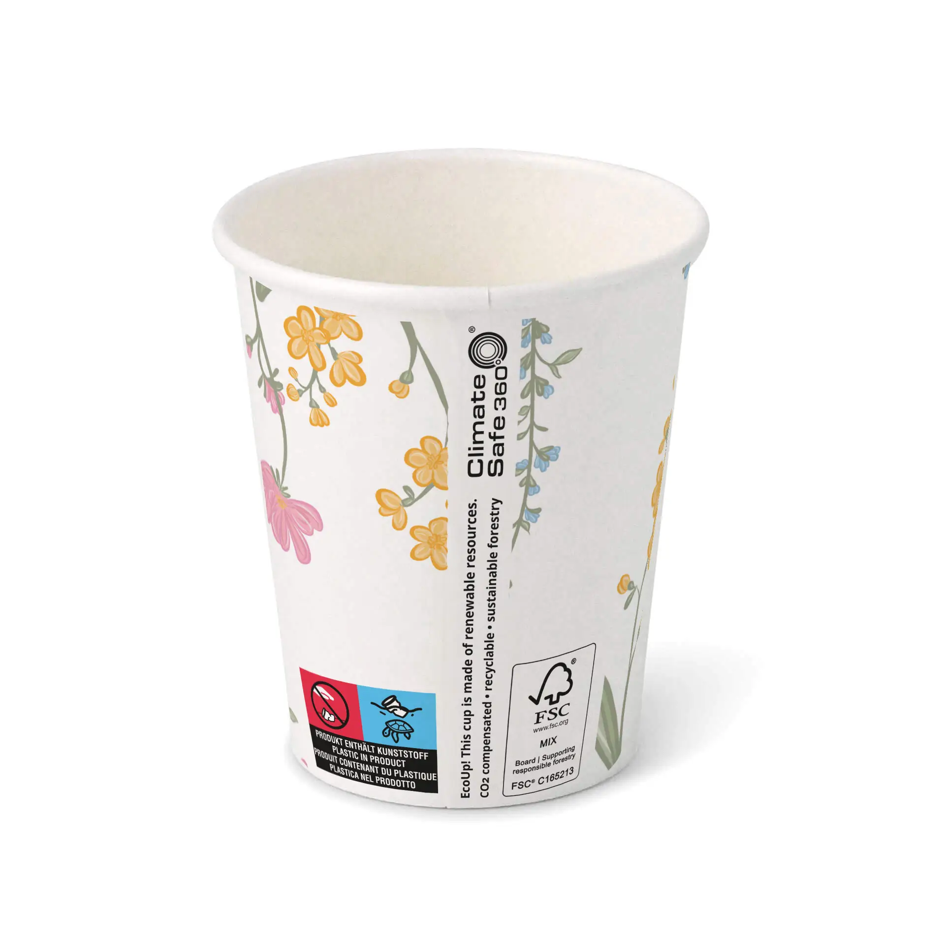 8 oz Paper cup printed with "Spring" (coated), Ø 80 mm, white