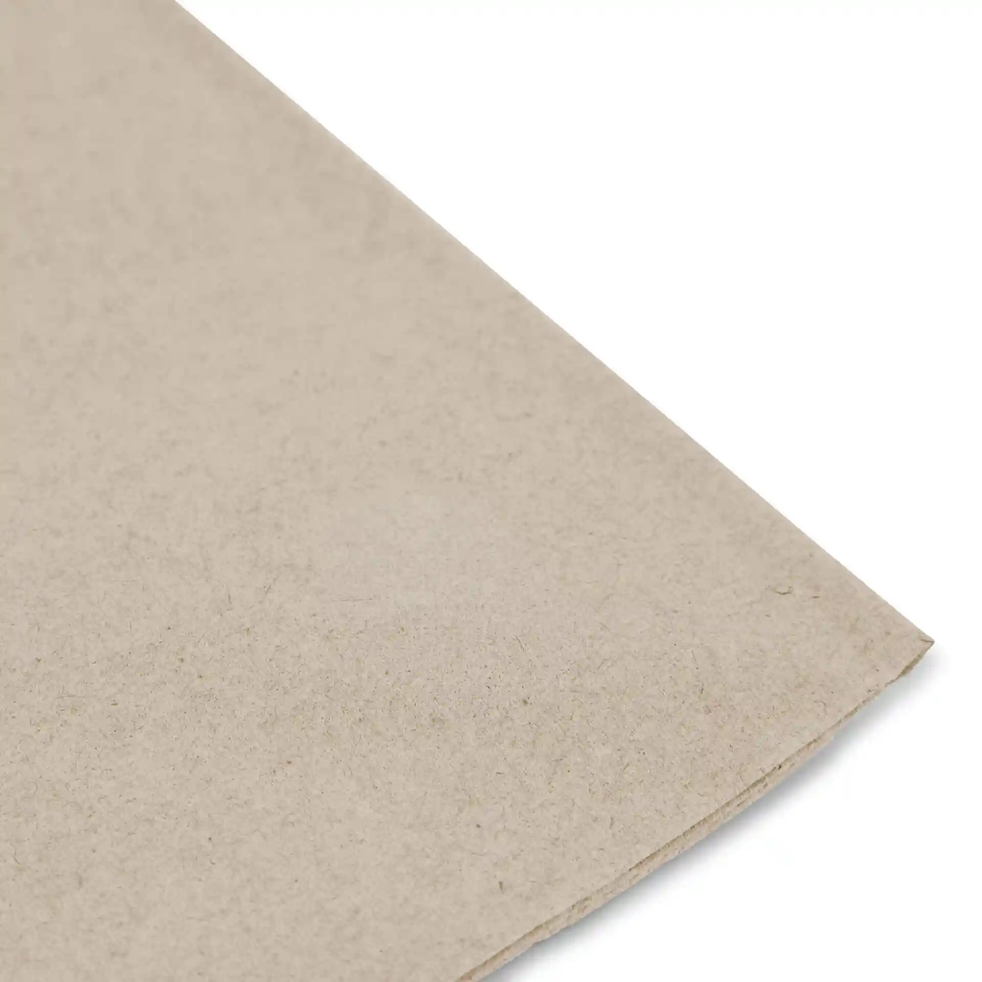 Rectangular unbleached recycled paper cutlery pouch with a printed recycling symbol and text.