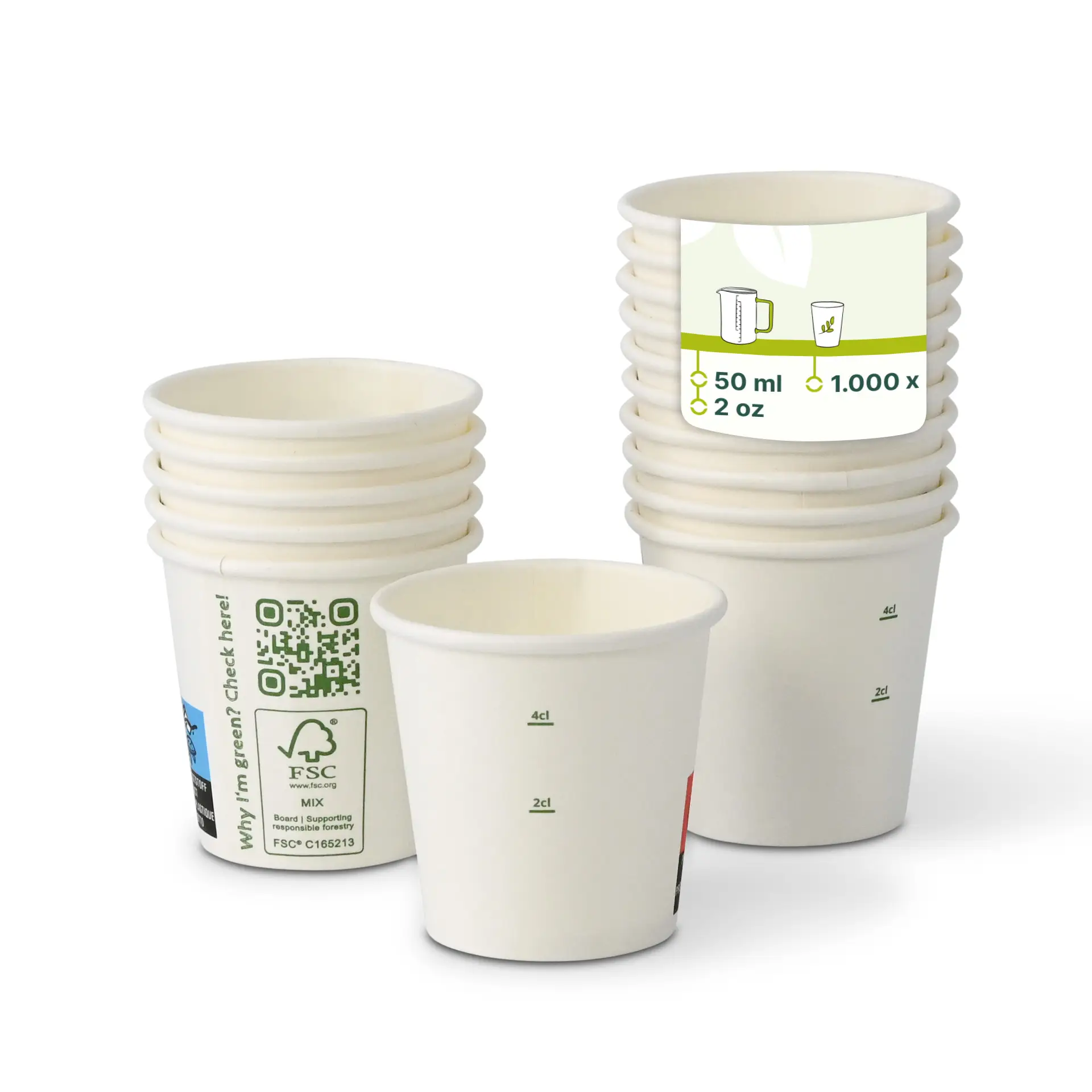Paper cup 50 ml white | Green Box