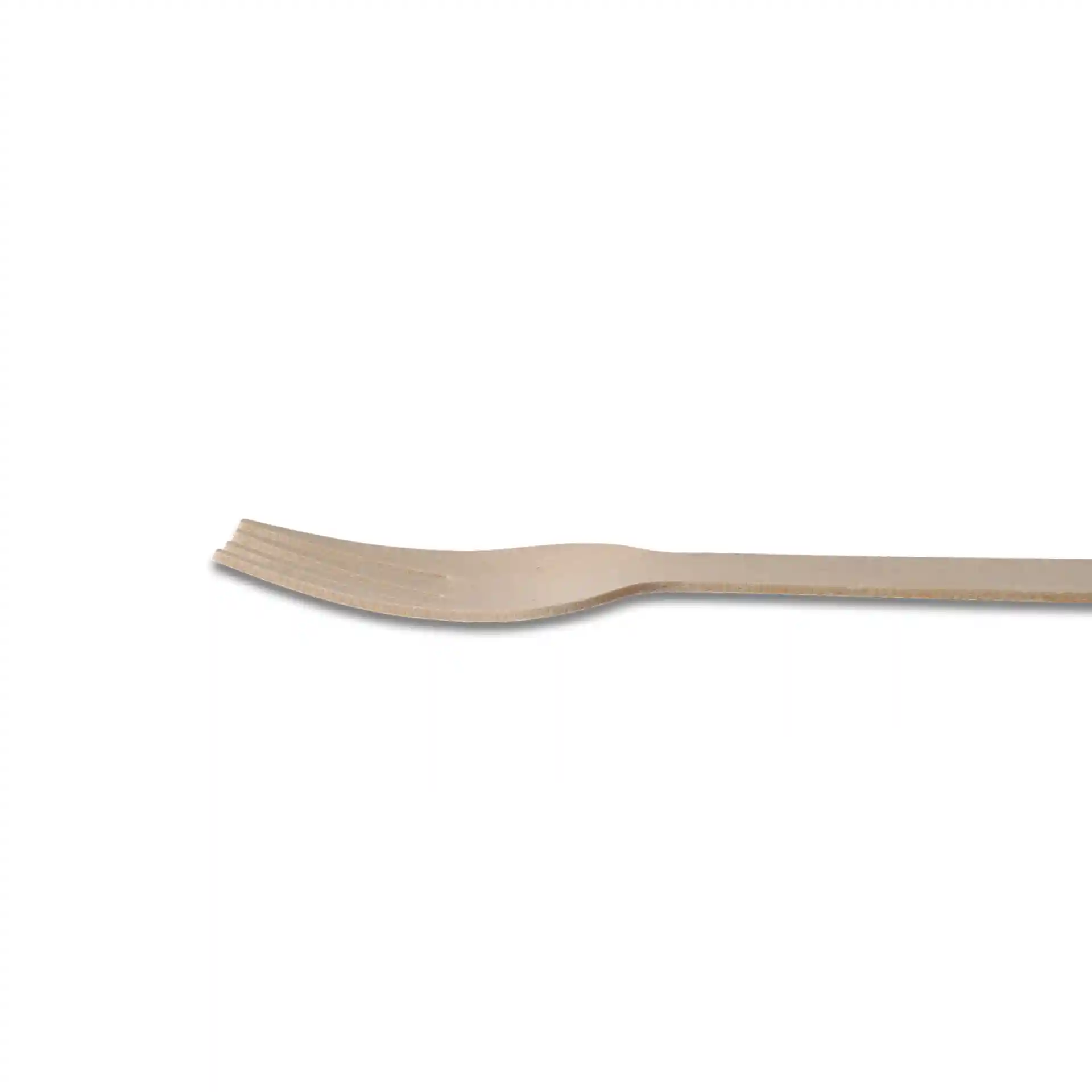 Wooden fork with three tines, measuring 215 mm in length, on a plain white background.