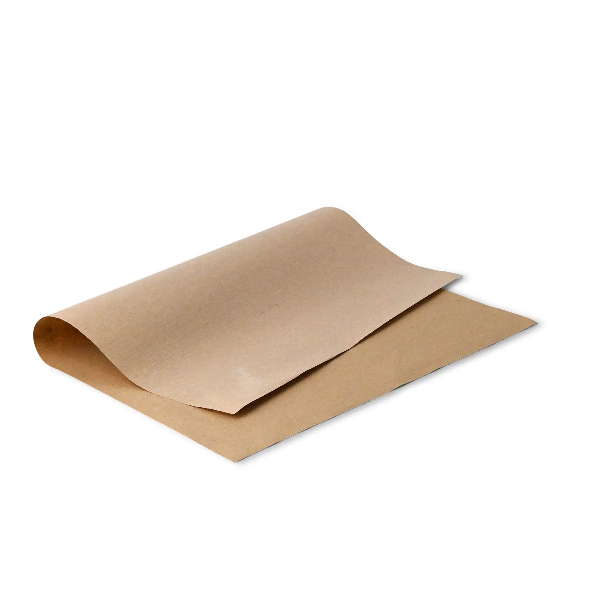 Unbleached rPaper placemat measuring 31 x 43 cm, with a folded edge and a recycling symbol printed on it.