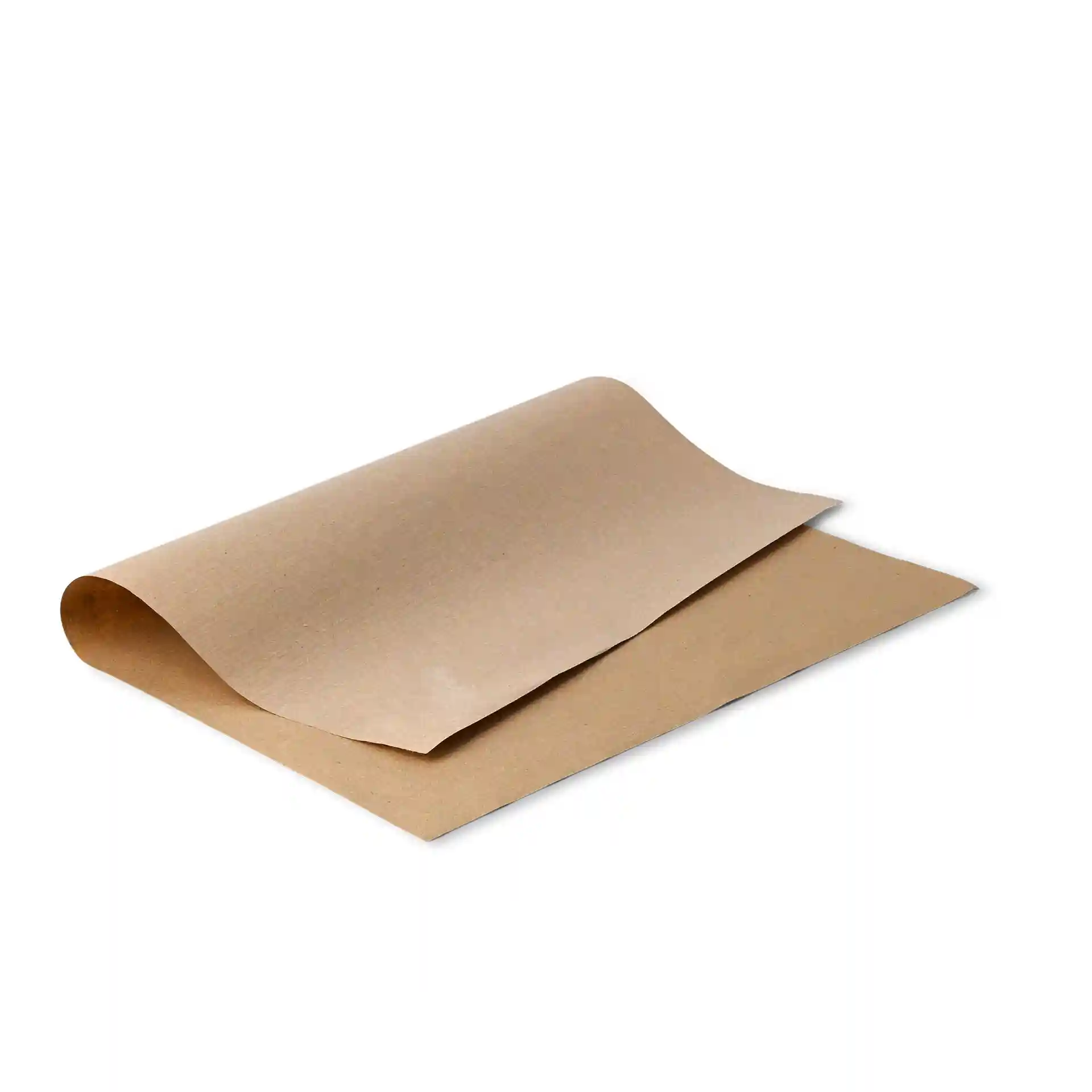 Unbleached rPaper placemat measuring 31 x 43 cm, with a folded edge and a recycling symbol printed on it.