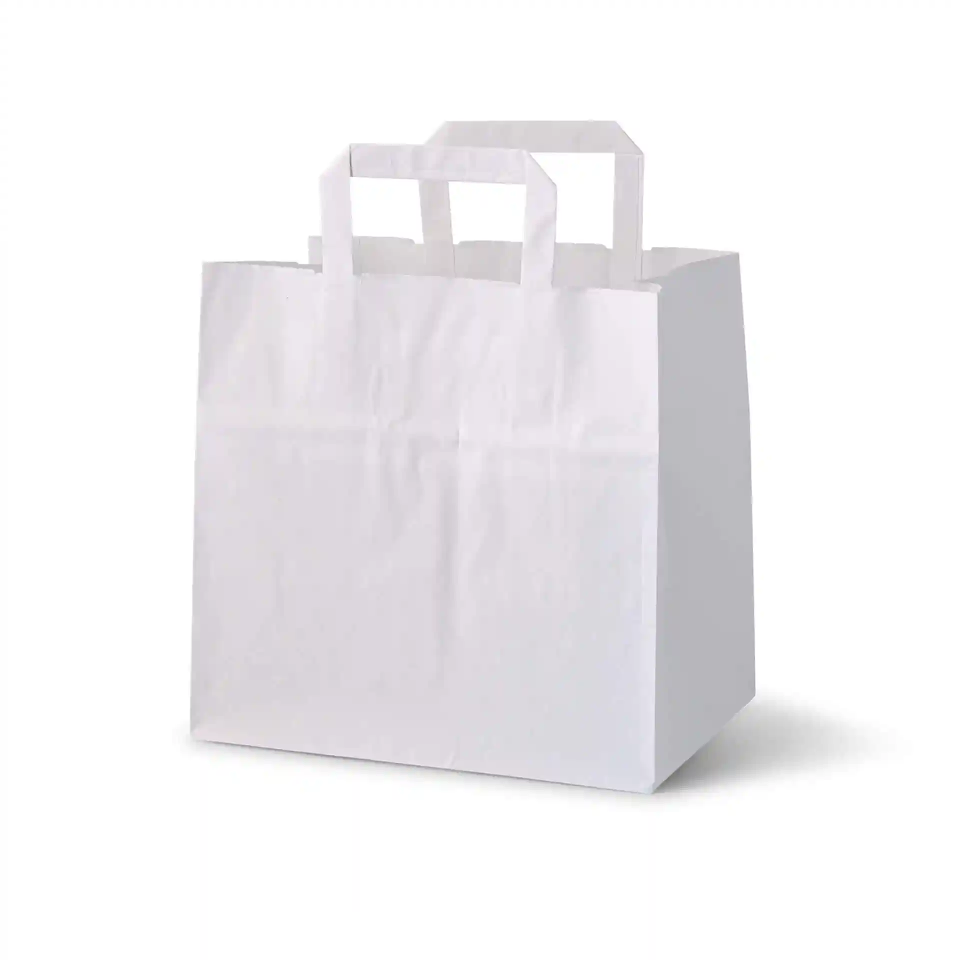 White kraft paper carrier bag with two handles, dimensions 26 x 17 x 25 cm.