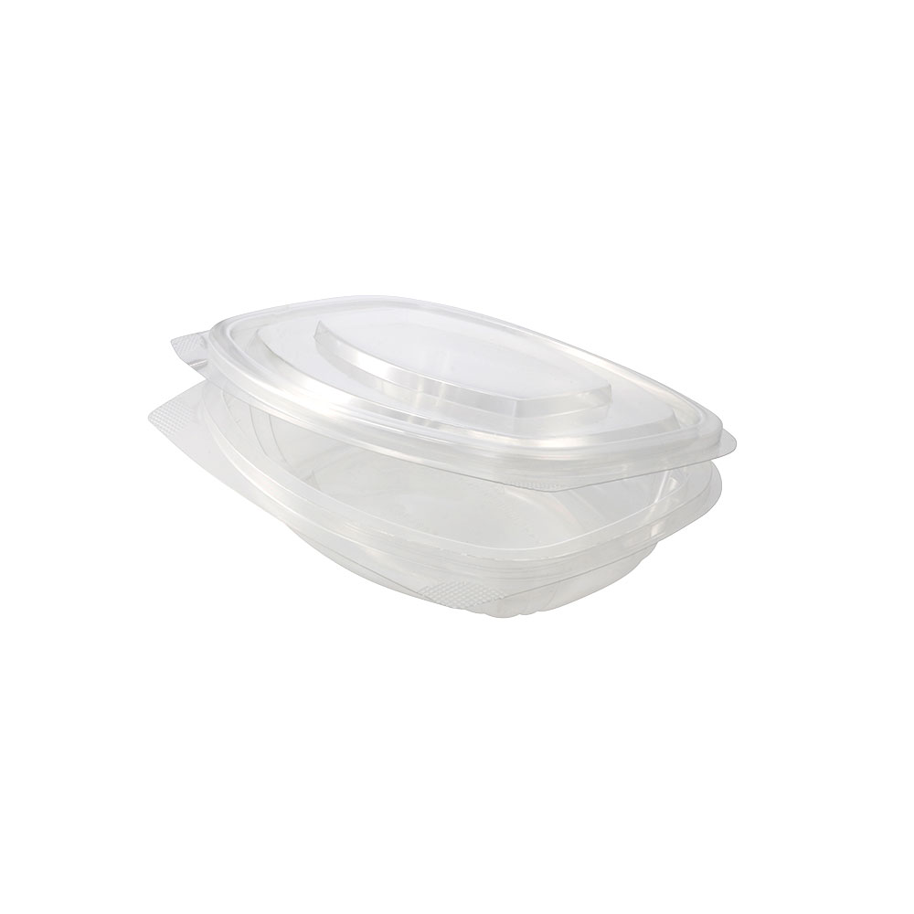 rPET-Feinkostbehälter 250 ml, Klappdeckel, rechteckig