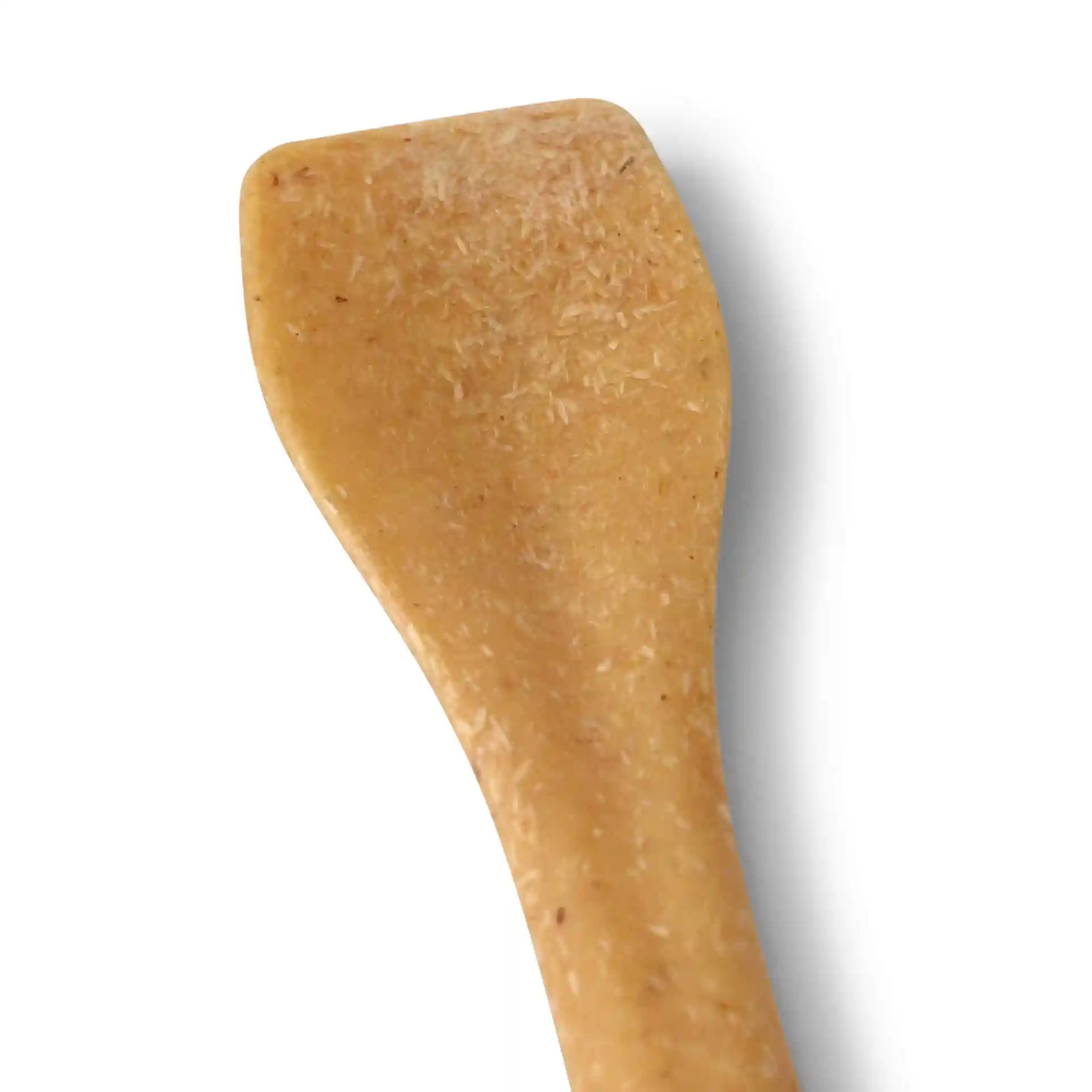 Brown reusable ice cream spoon, 9.5 cm long, made from bio compound material.
