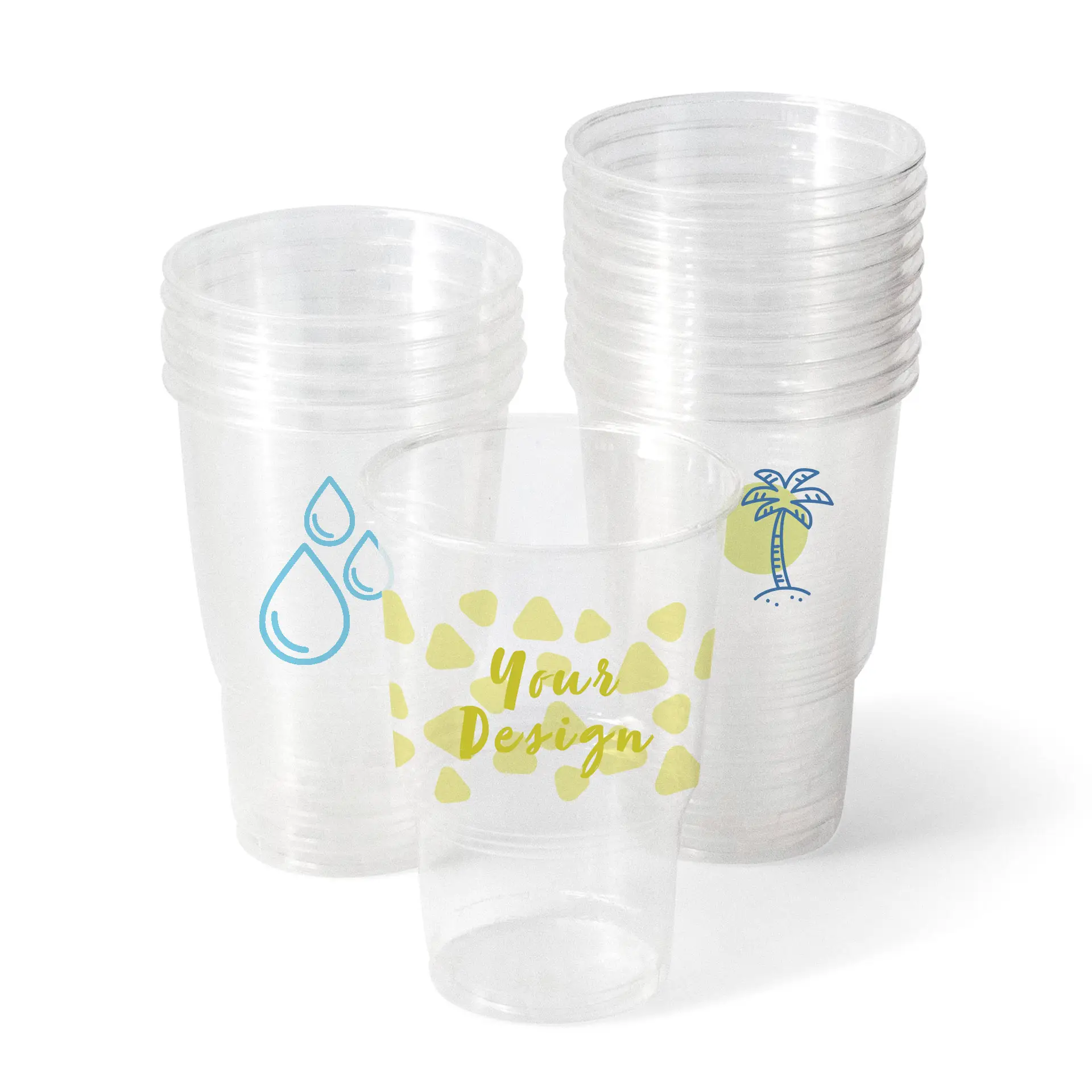 10 oz PLA custom printed cups, clear