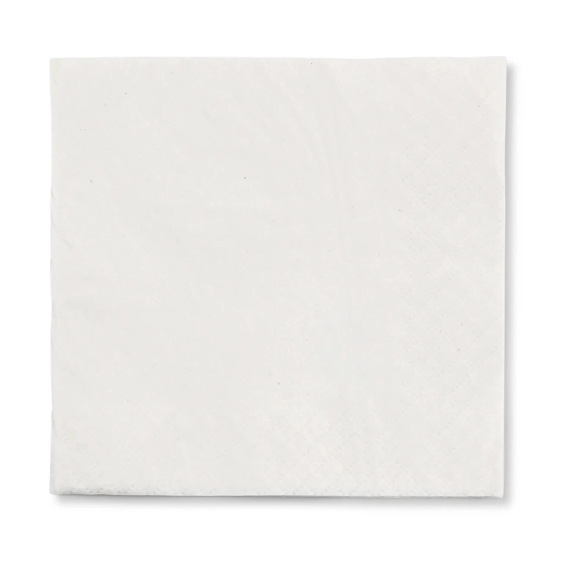 Square white cocktail napkin, 24 x 24 cm, 2-ply, with a black recycling symbol and text.