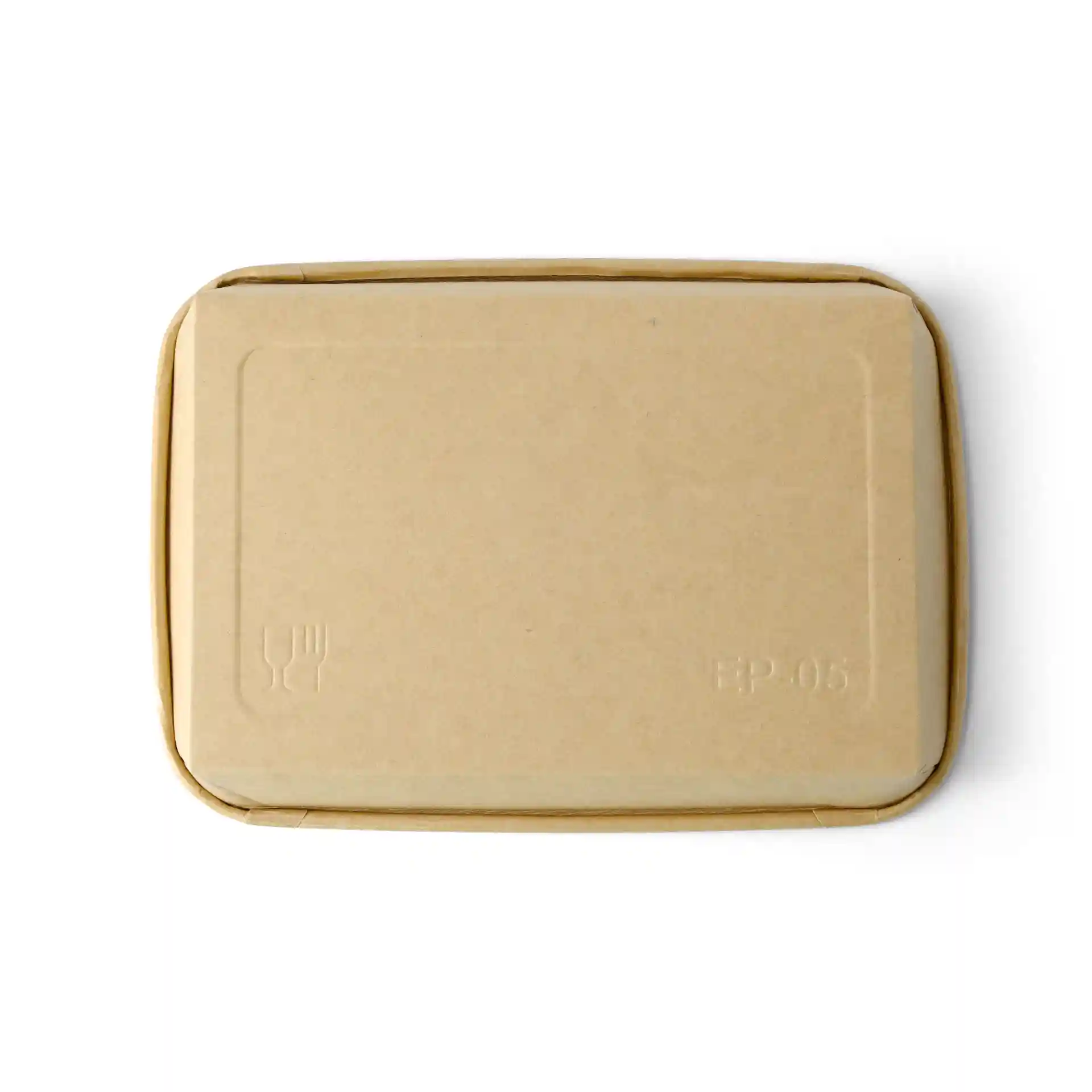 Brown sushi box with a PE-coated surface, measuring 18.5 x 13 x 2.5 cm, shown from the top.