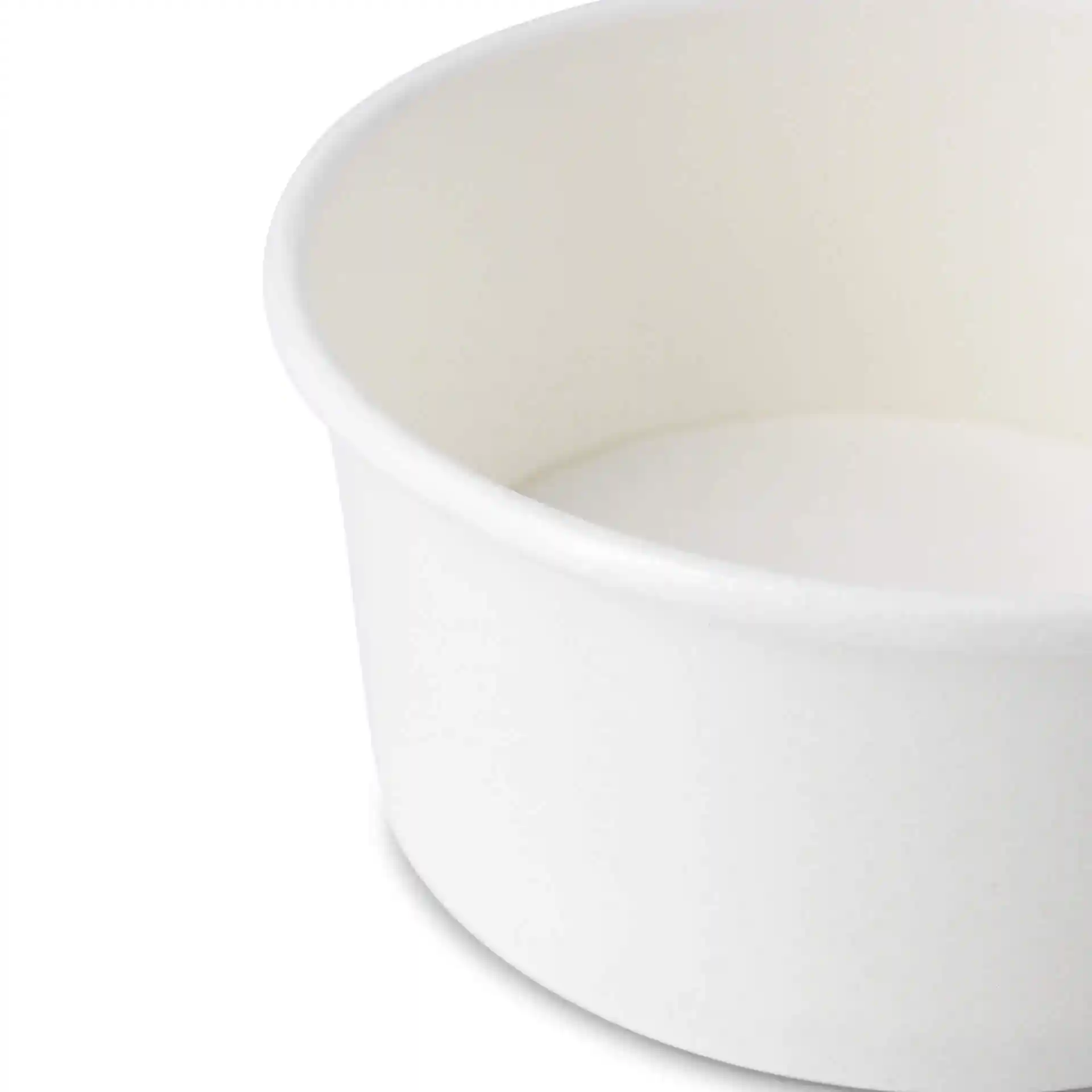 White paperboard ice cream cup with a round shape, 92 mm diameter, and 42 mm height.