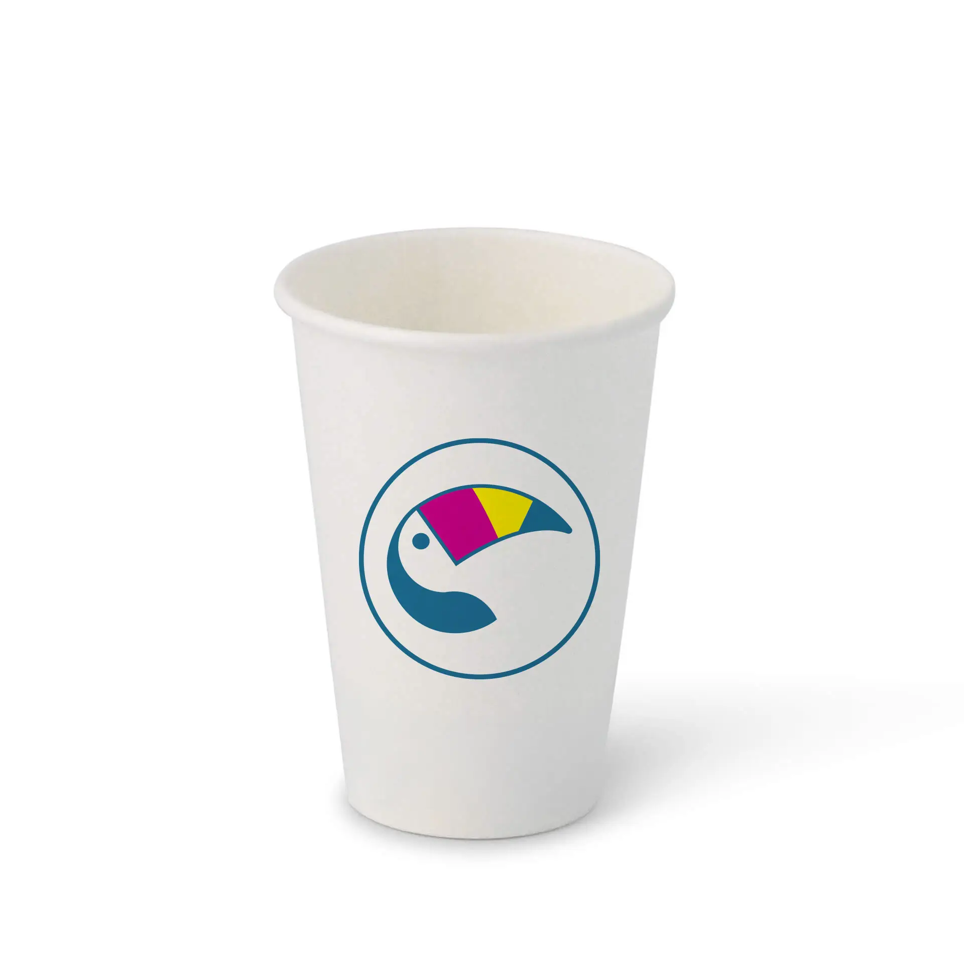 Pappbecher mit Logo (einwandig), 180 ml / 7 oz, weiß, PE-beschichtet