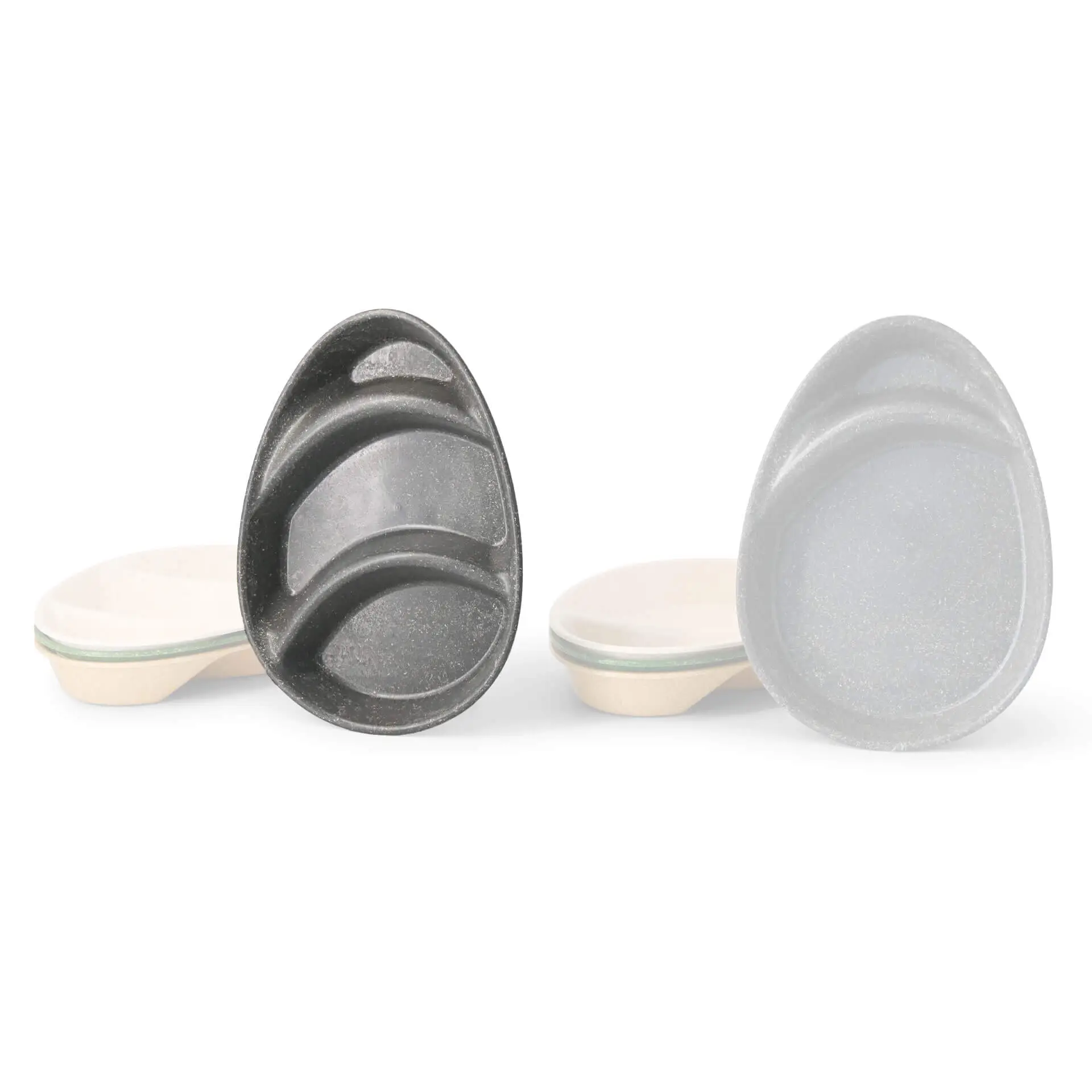 Reusable divided plates "merways Plate" 27.5 × 20 × 3.5 cm, 3 compartments, teardrop, pepper / grey dfc008381-mehrweg-menue-teller-merways-plate-275-x-20-x-35-cm-3-kammern-tropfenfoermig-pfeffer-grau-9