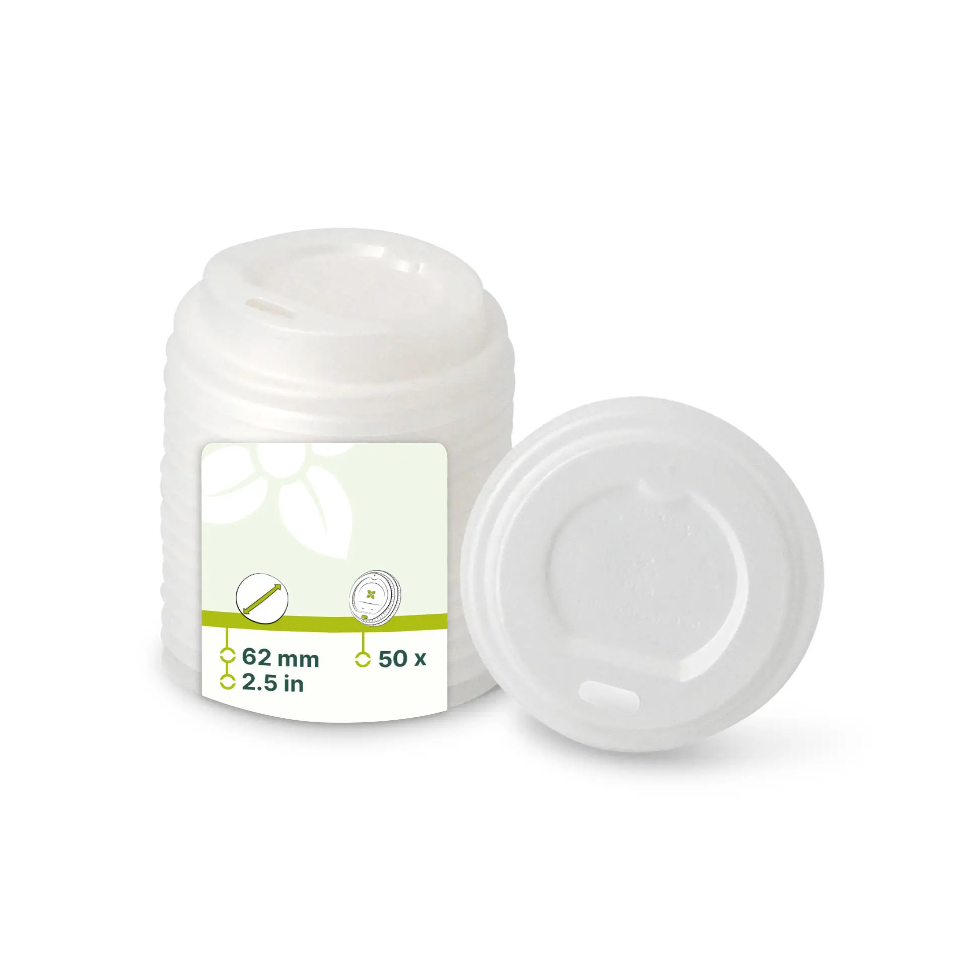 CPLA lid Ø 62 mm, white, drinking hole CPLA lid Ø 62 mm, white, drinking hole