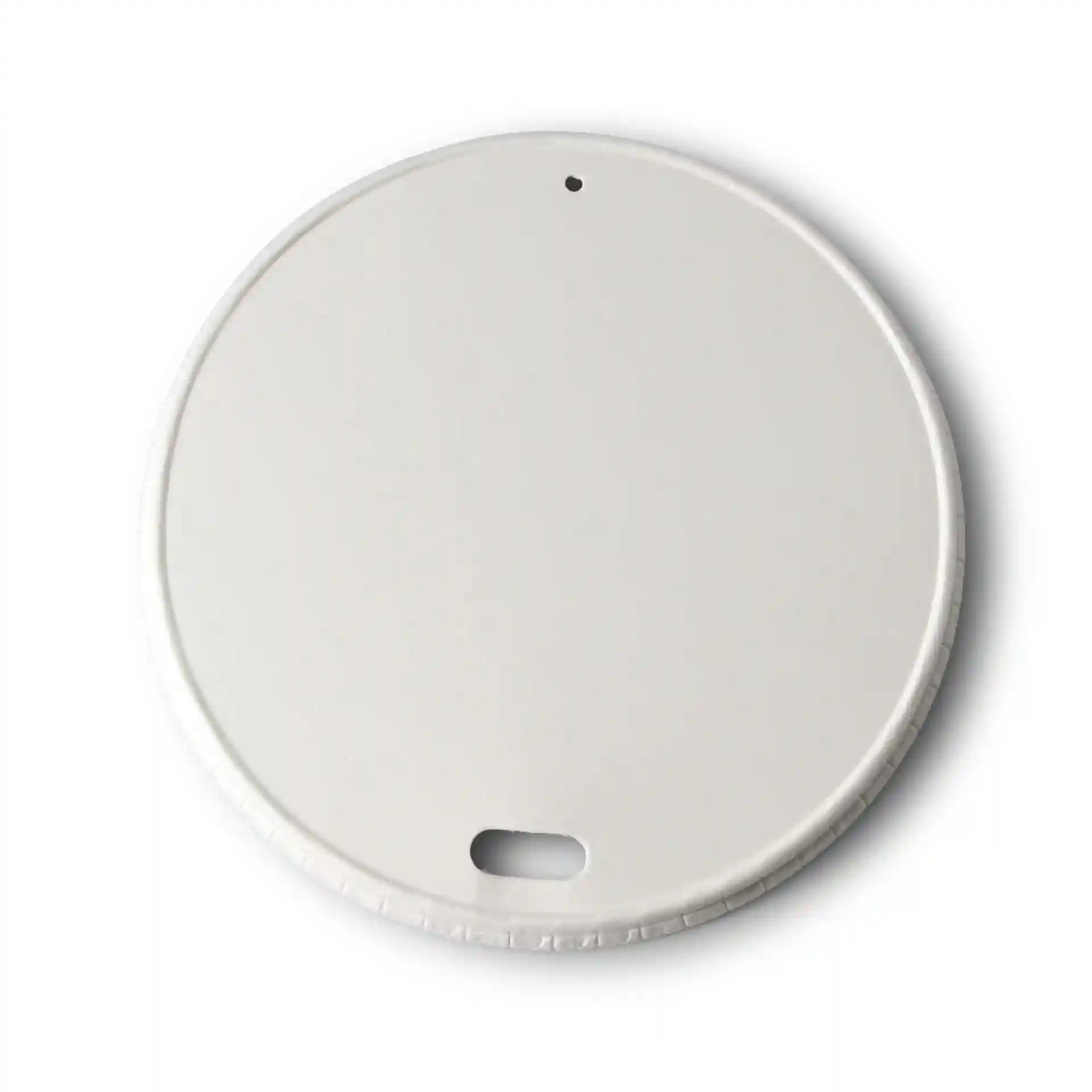 White paper lid with a diameter of 90 mm, featuring a drink opening and a small hole at the top.