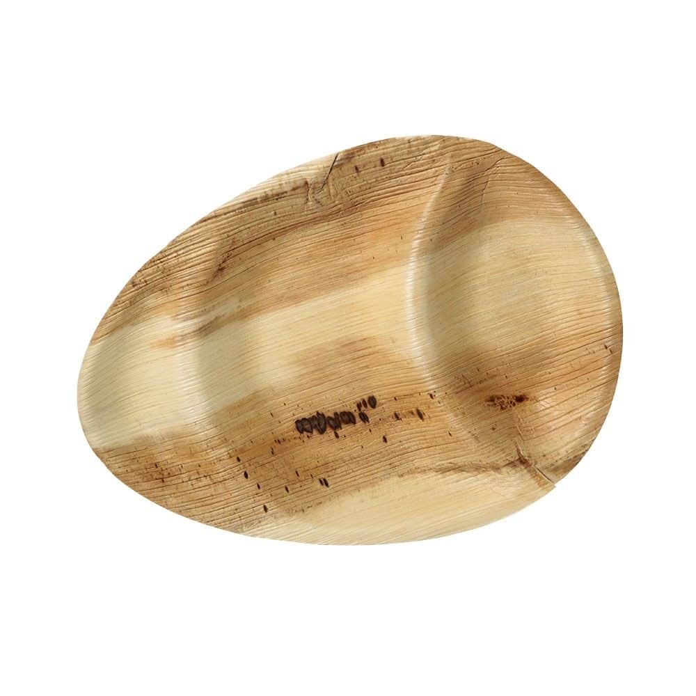 Palmware®-Teller 26 x 19,5 cm, 3 Kammern, tropfenförmig