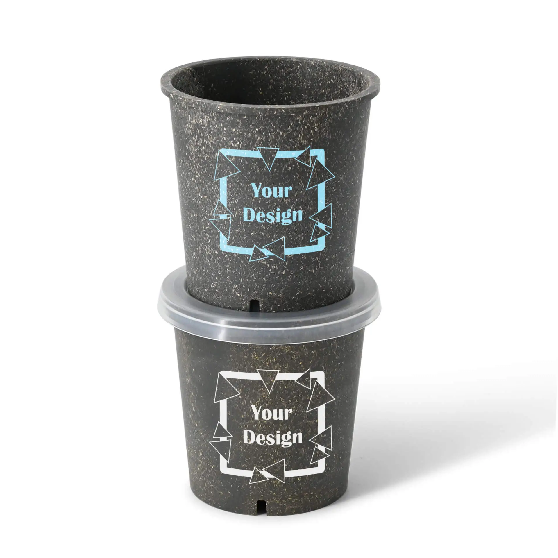 14 oz Ø 95 mm Printed reusable cups "merways Cup", pepper / grey