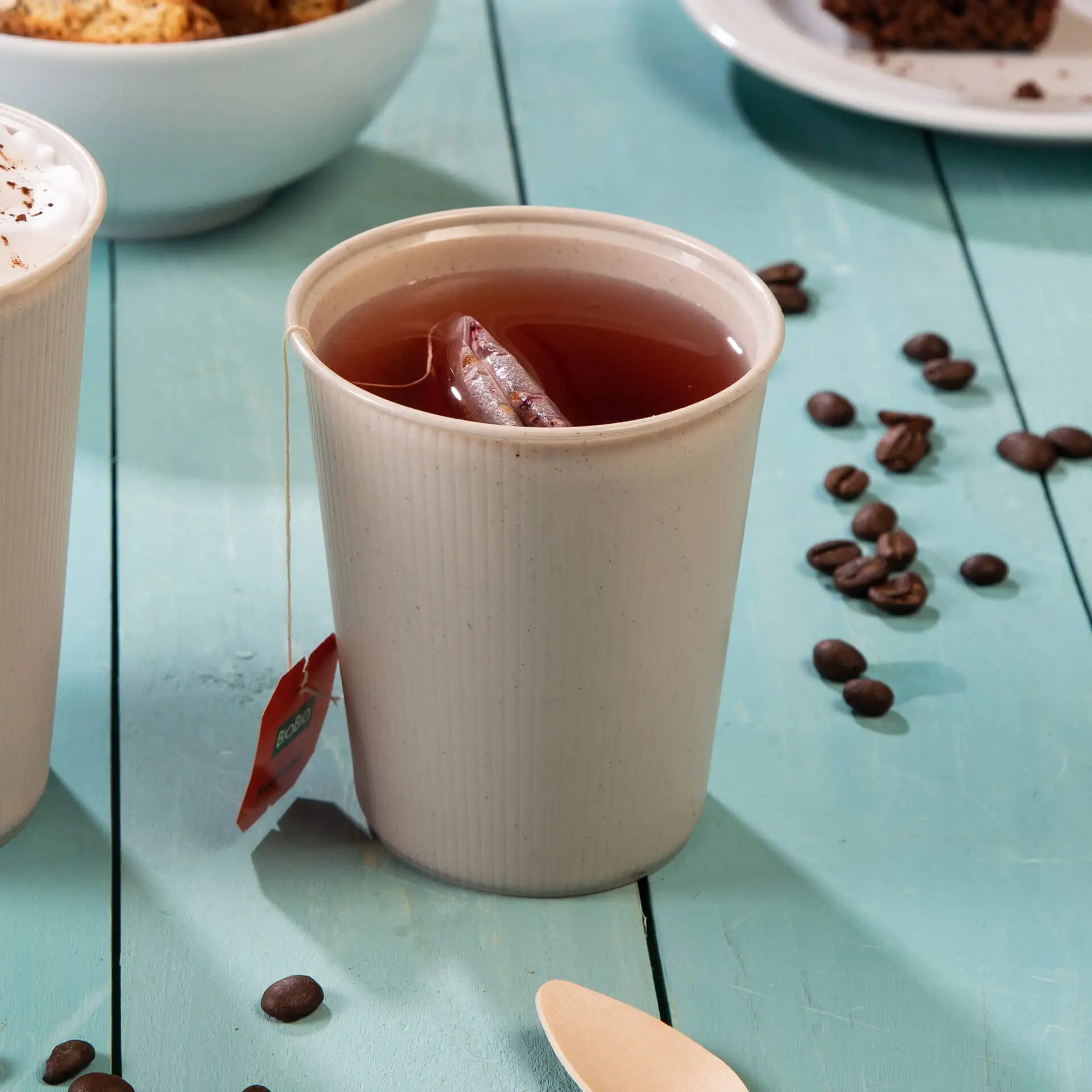 Reusable coffee cups, 8 oz, Ø 80 mm, creamy white dhd04700-mehrweg-riffelbecher-250-ml-10-oz-80-mm-creme-weiss-6