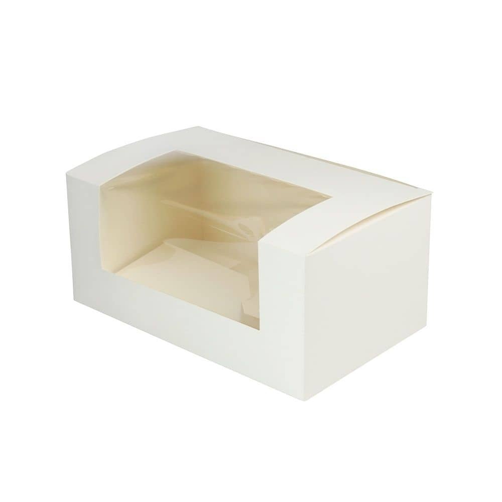 2er Cupcake-Boxen 18 x 11 x 8 cm, PLA-Fenster, weiß