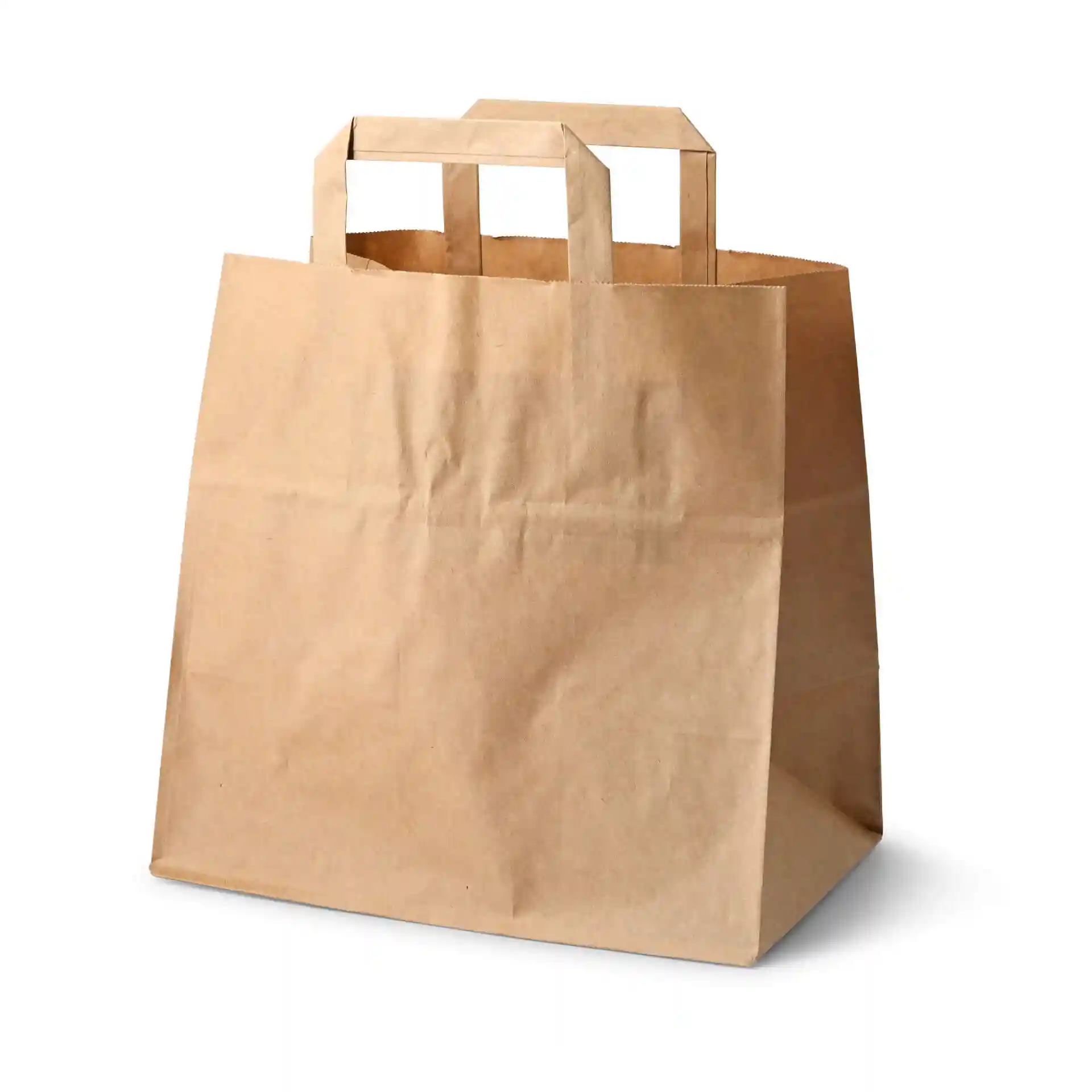 Brown paper carrier bag with two handles, measuring 26 x 17 x 25 cm.