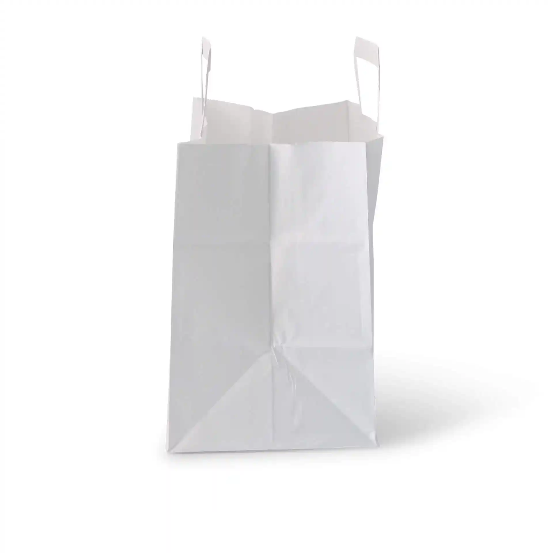 White kraft paper carrier bag with a wide base, measuring 26 x 17 x 25 cm.