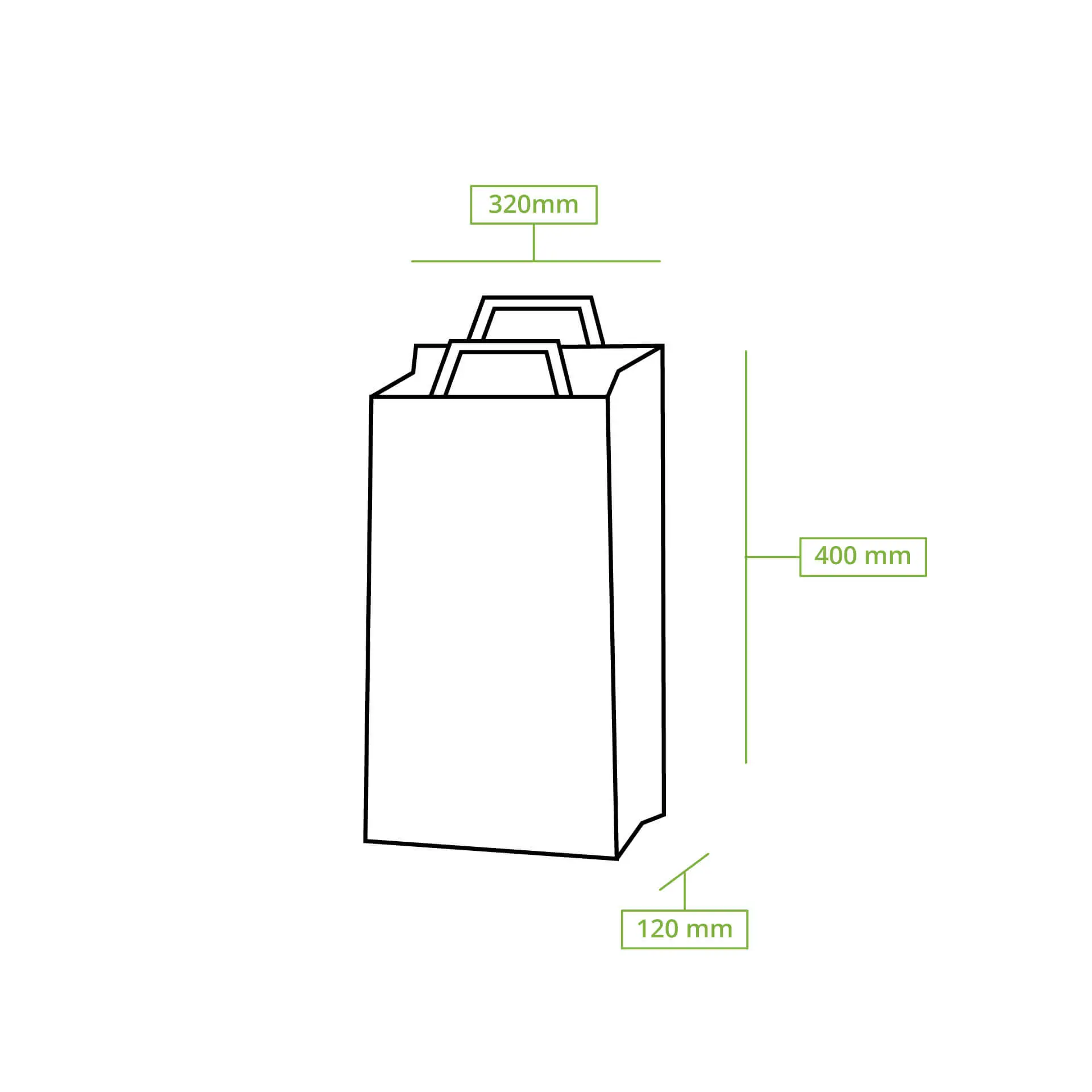 Tragetaschen aus Recyclingpapier XL, 32 x 12 x 40 cm, braun