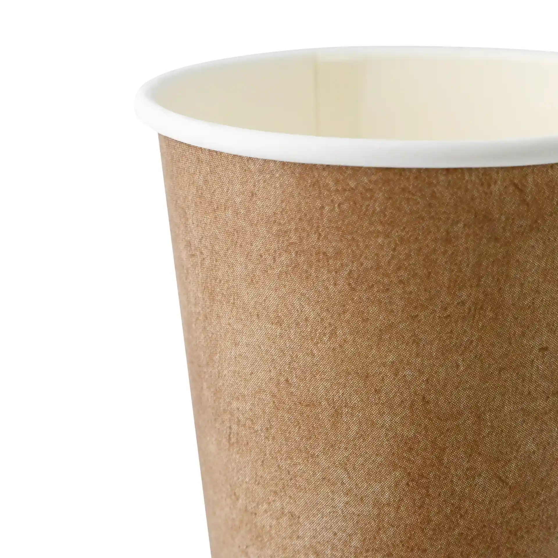 Brown paper cup with a white inner lining, single wall, 300 ml capacity, and a diameter of 90 mm.