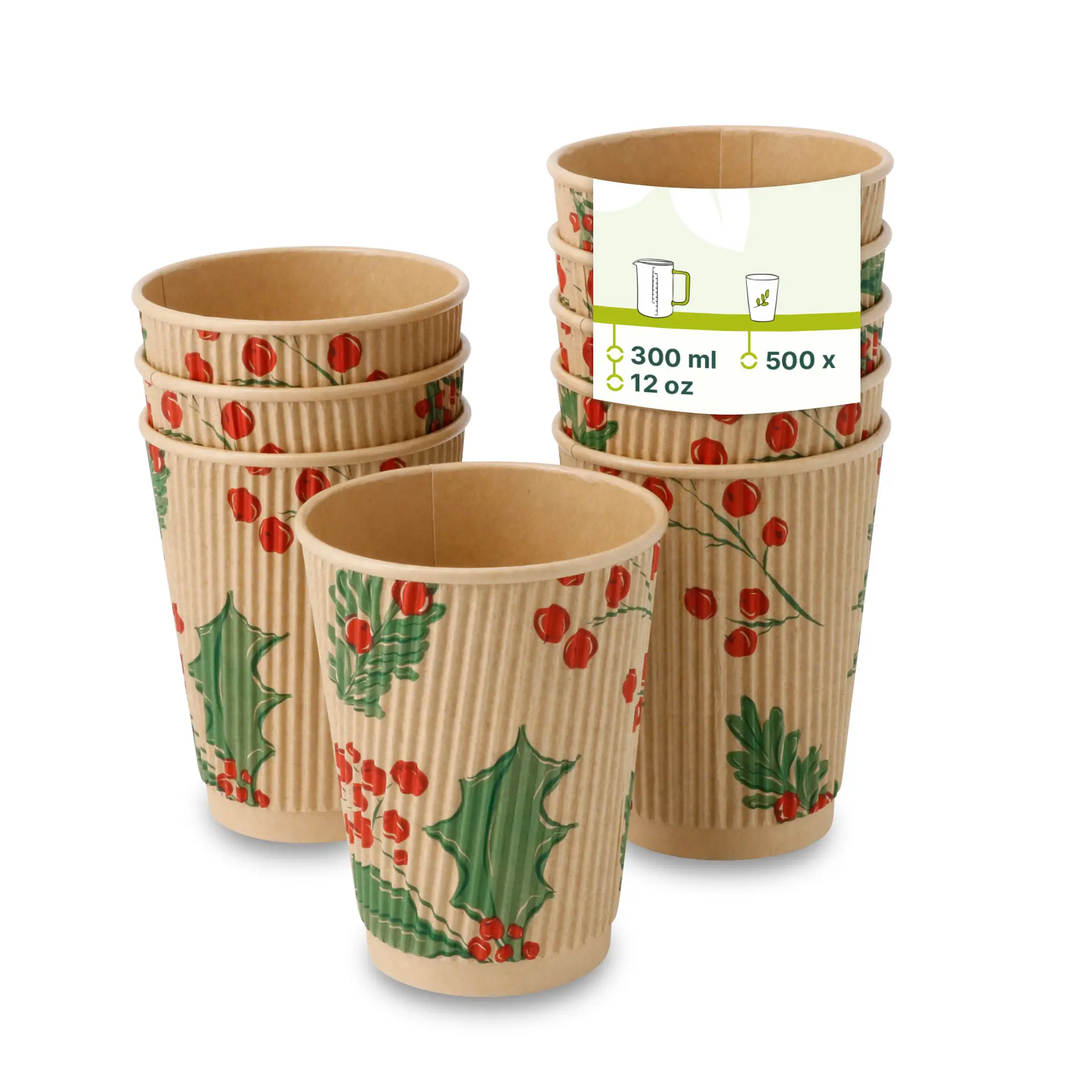 Riffelbecher Winter "Zweige" 300 ml / 12 oz, Ø 90 mm, ungebleicht Riffelbecher Winter "Zweige" 300 ml / 12 oz, Ø 90 mm, ungebleicht