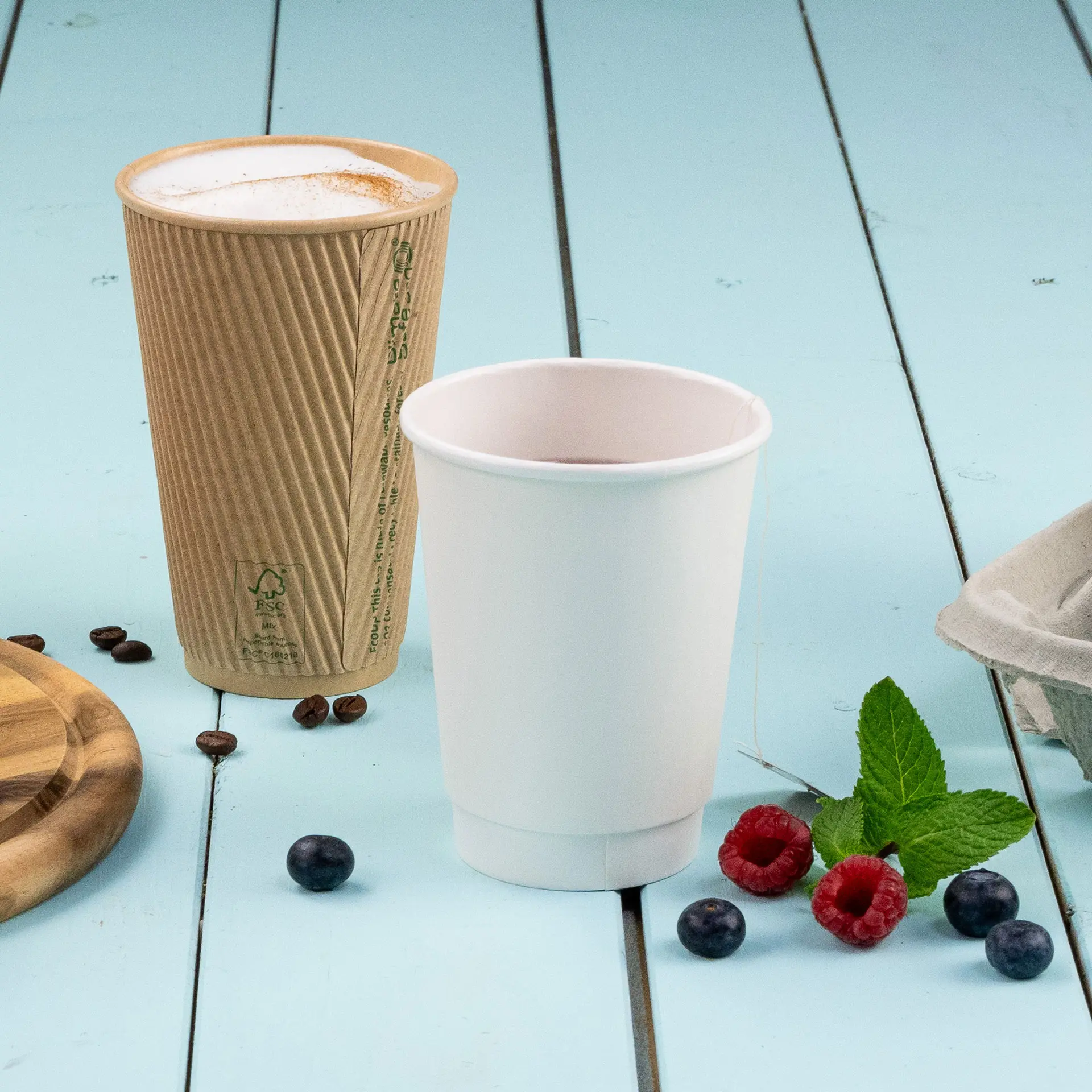 16 oz Takeaway coffee cups / Ripple cups, Ø 90 mm, kraft 16 oz Takeaway coffee cups / Ripple cups, Ø 90 mm, kraft